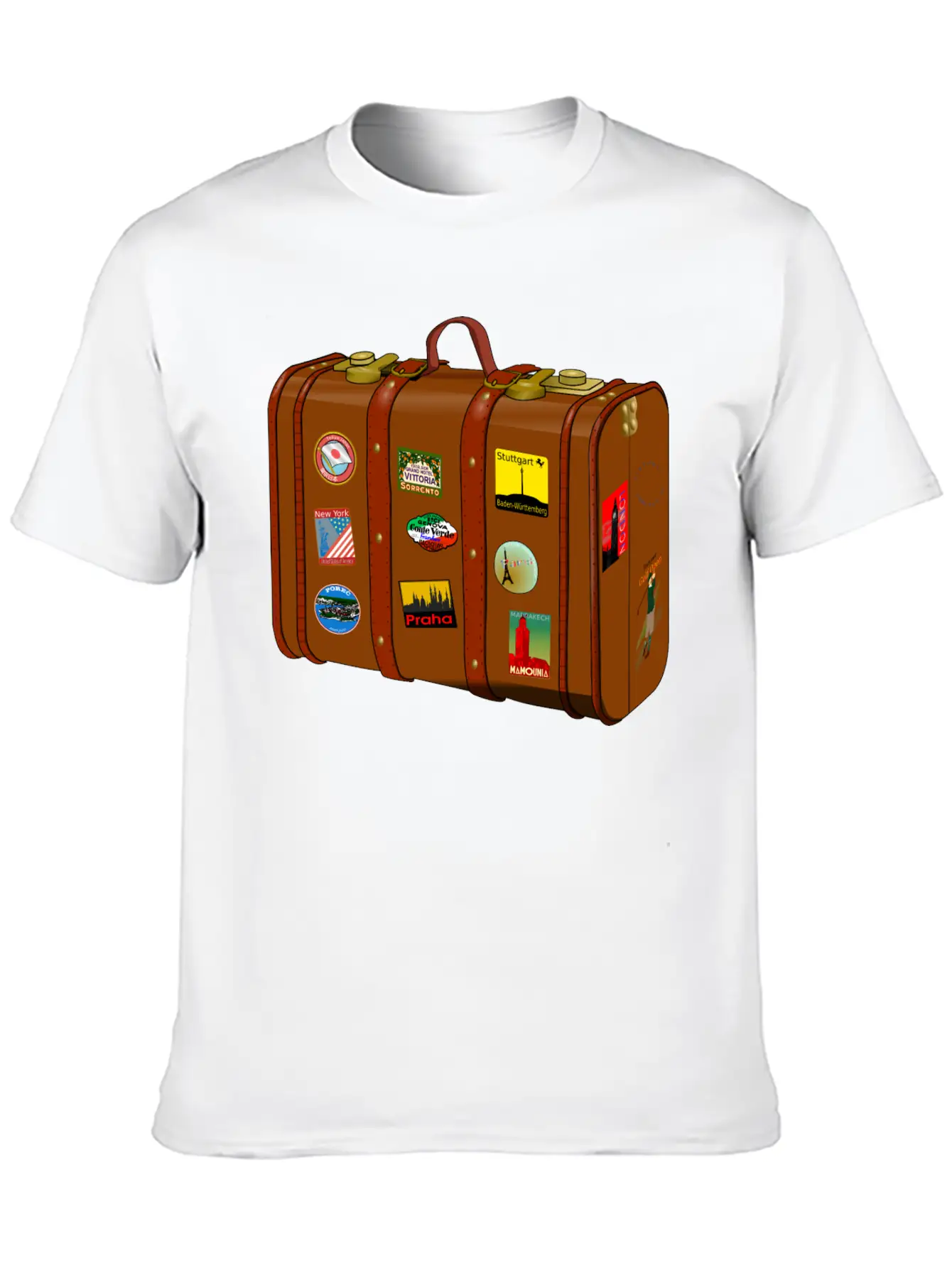 Suitcase With Stickers No Trademarks (Remix) Relaxed Everyday Tee – Lightweight And Durable Cotton