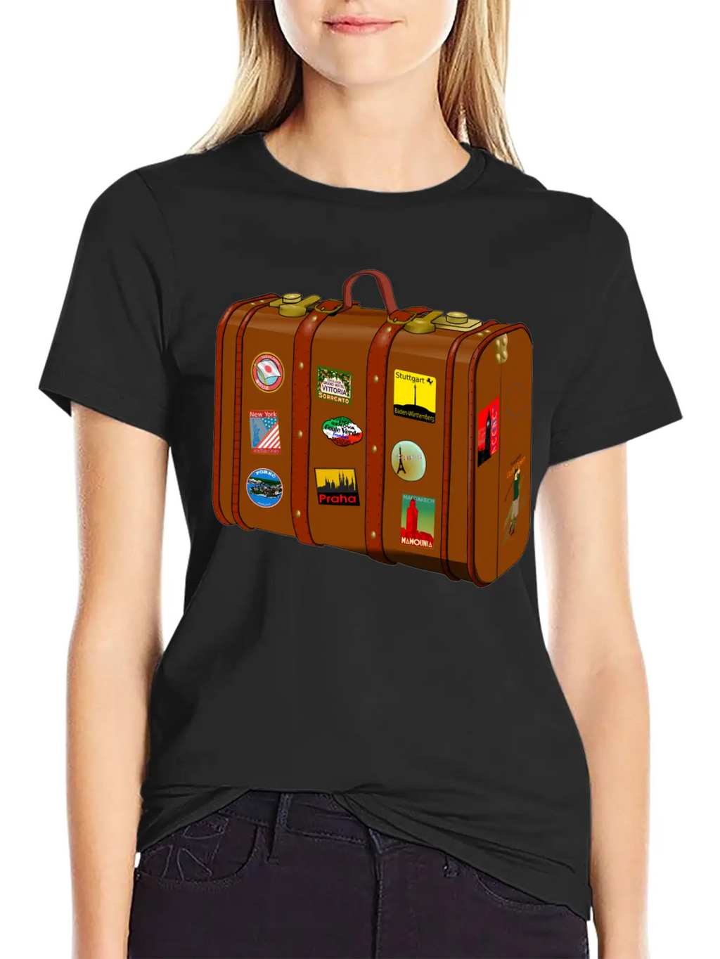 Suitcase With Stickers No Trademarks (Remix) Relaxed Everyday Tee – Lightweight And Durable Cotton
