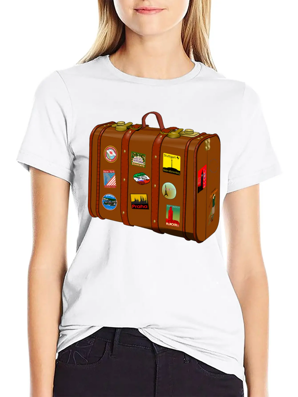 Suitcase With Stickers No Trademarks (Remix) Relaxed Everyday Tee – Lightweight And Durable Cotton