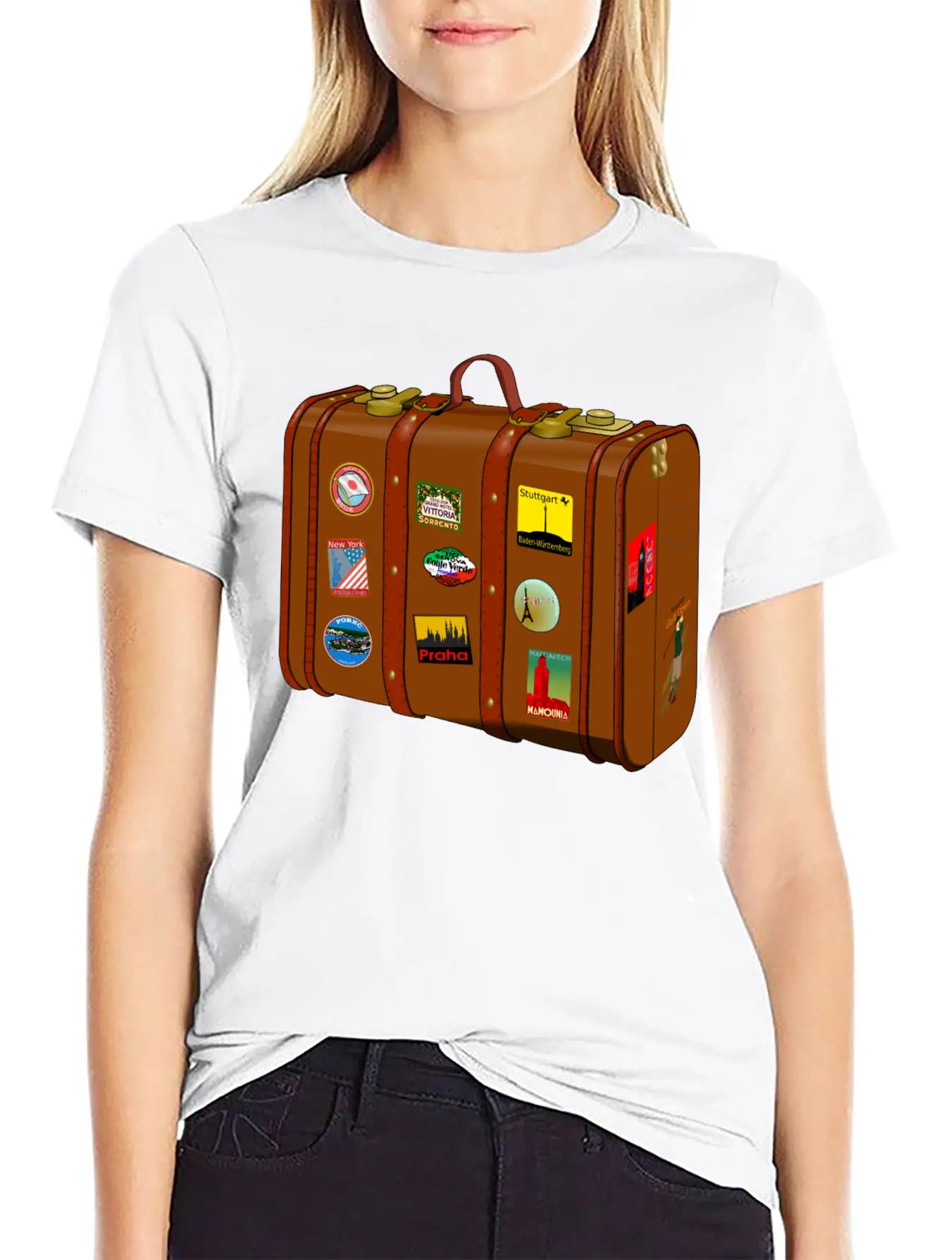 Suitcase With Stickers No Trademarks (Remix) Relaxed Everyday Tee – Lightweight And Durable Cotton
