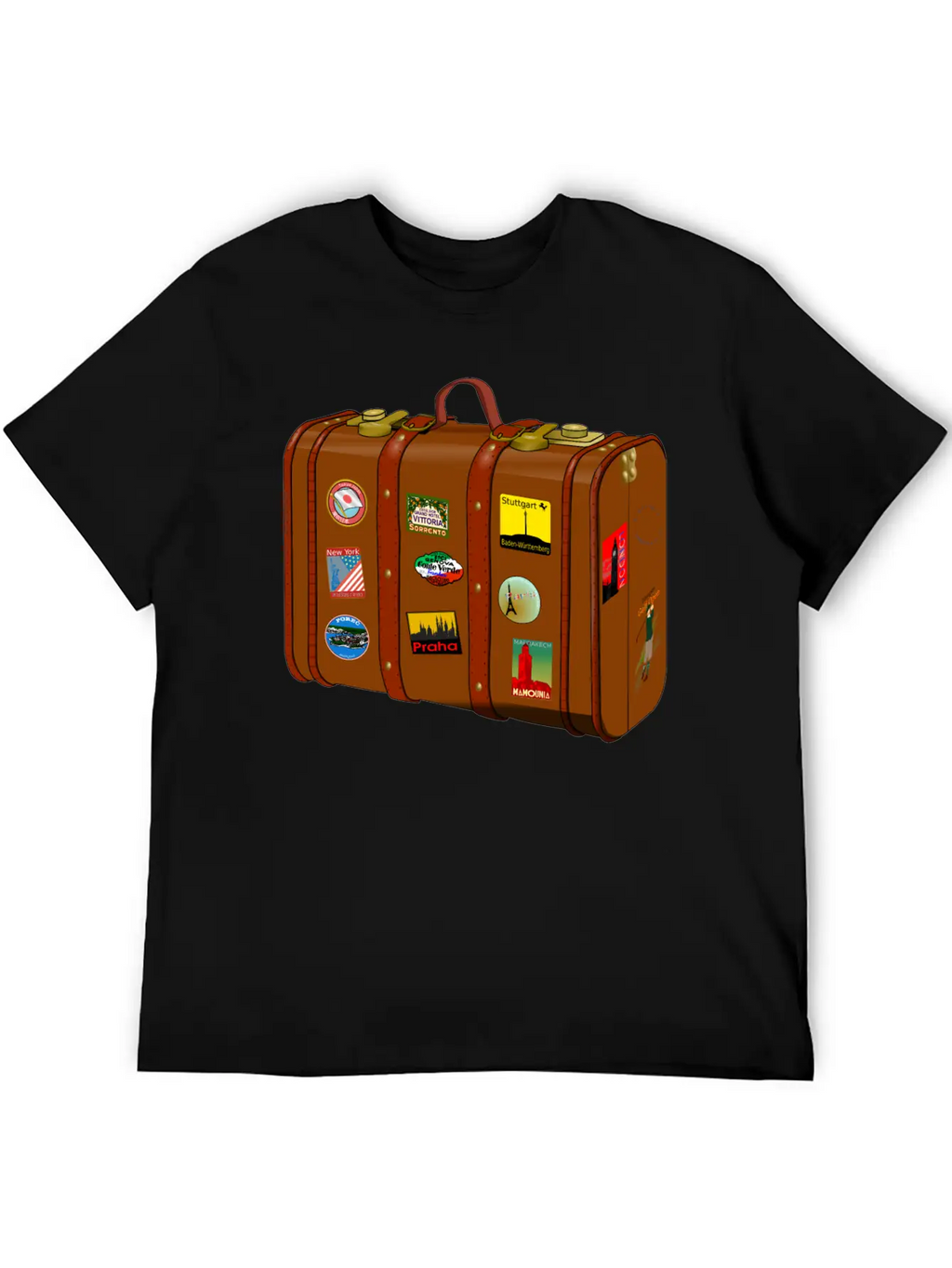 Suitcase With Stickers No Trademarks (Remix) Relaxed Everyday Tee – Lightweight And Durable Cotton