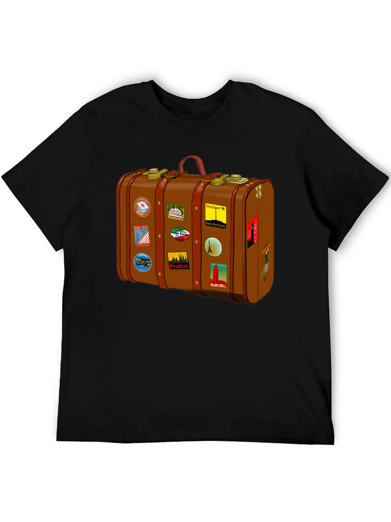 Suitcase With Stickers No Trademarks (Remix) Relaxed Everyday Tee – Lightweight And Durable Cotton