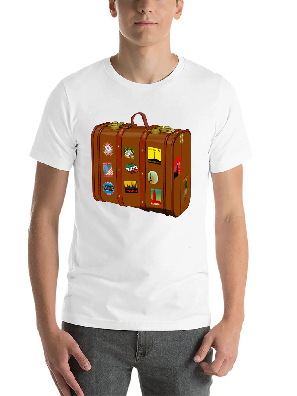 Suitcase With Stickers No Trademarks (Remix) Relaxed Everyday Tee – Lightweight And Durable Cotton