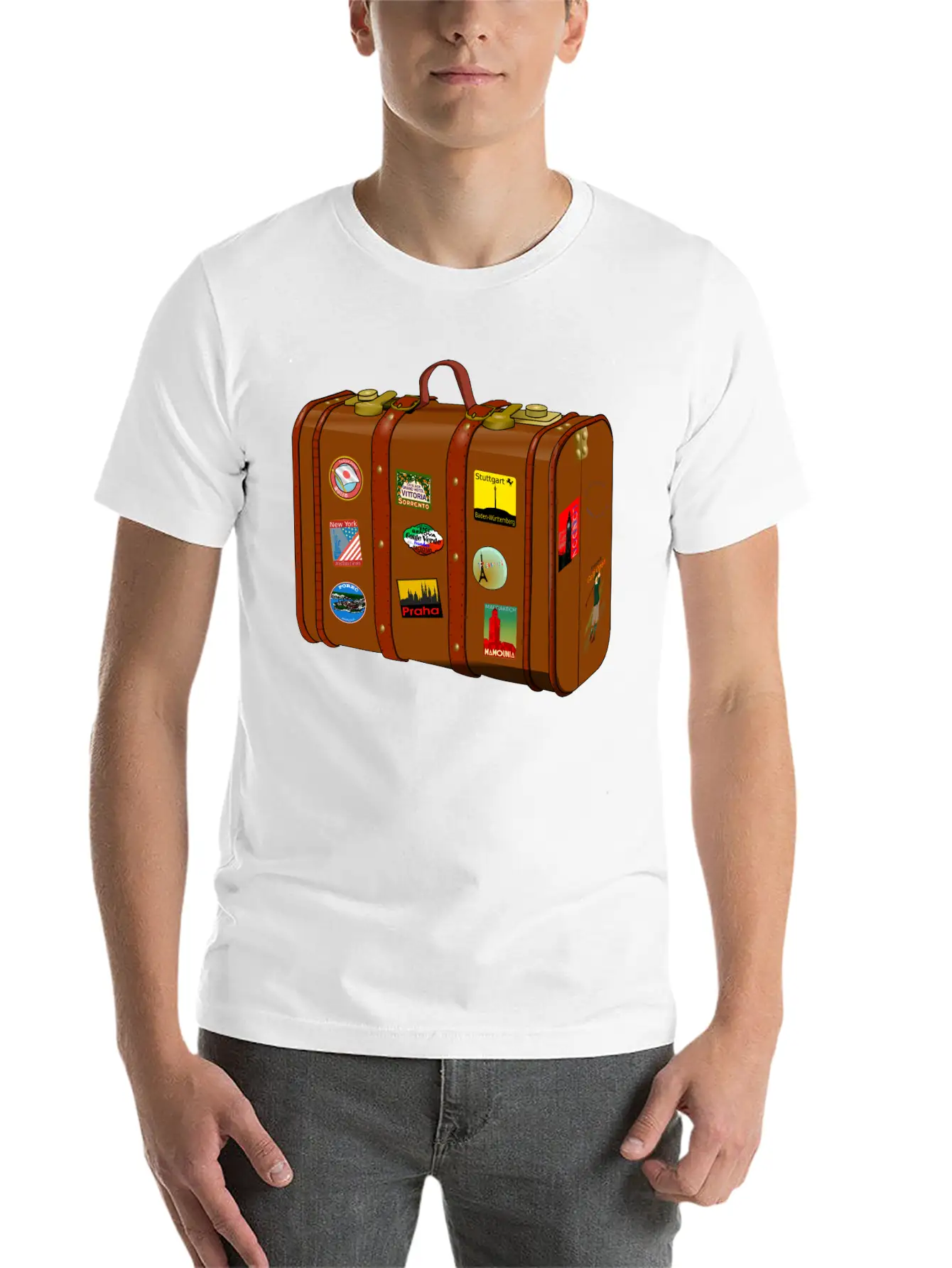 Suitcase With Stickers No Trademarks (Remix) Relaxed Everyday Tee – Lightweight And Durable Cotton