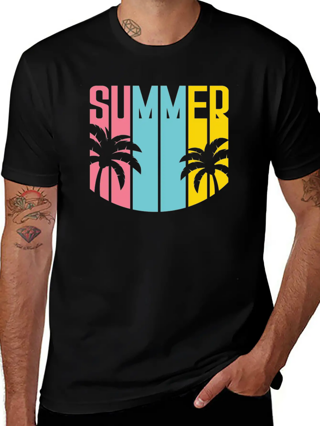 Summer Design Summer Palm Trees Beach Unisex Casual T-Shirt – Clean Design For Daily Comfort