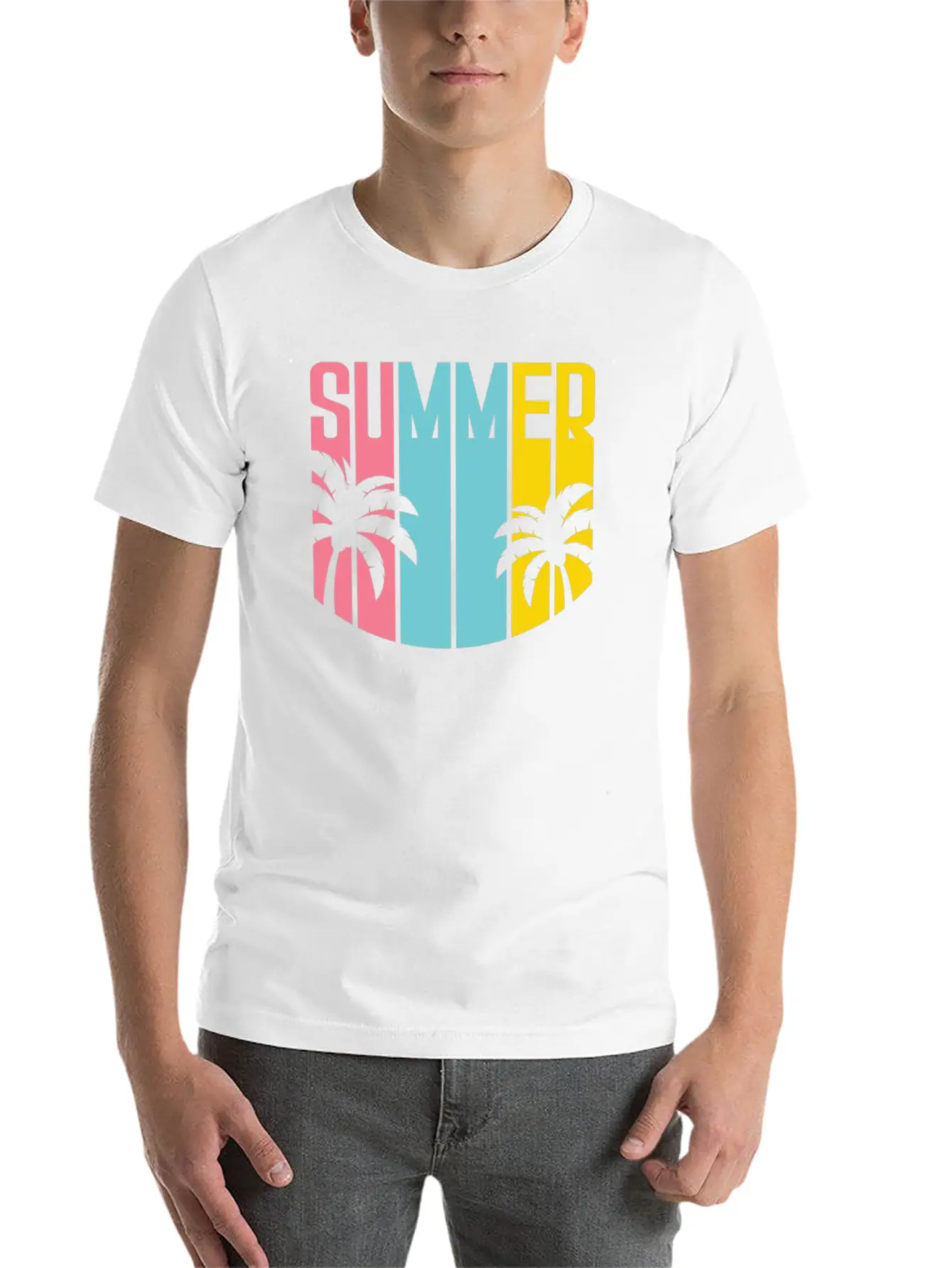Summer Design Summer Palm Trees Beach Unisex Casual T-Shirt – Clean Design For Daily Comfort
