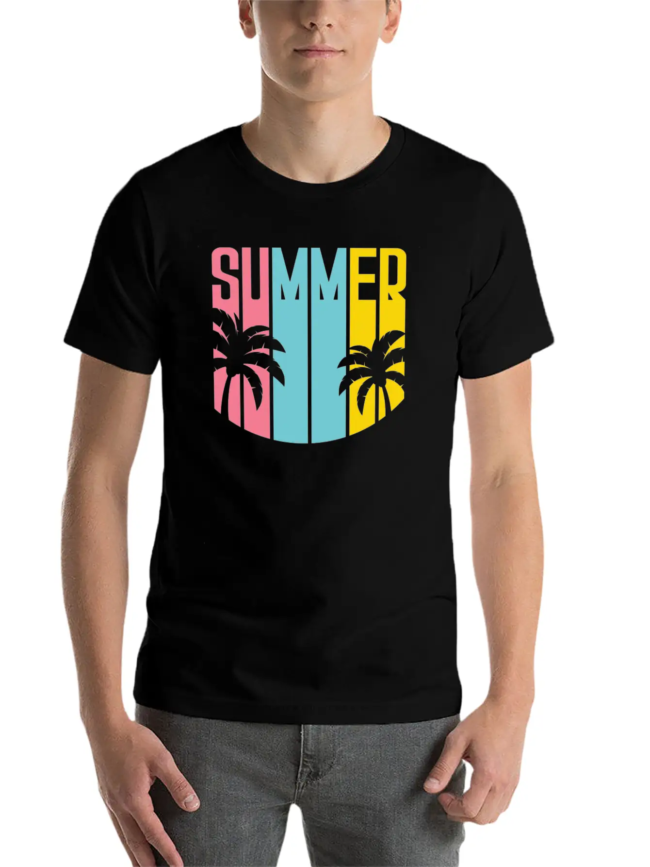 Summer Design Summer Palm Trees Beach Unisex Casual T-Shirt – Clean Design For Daily Comfort