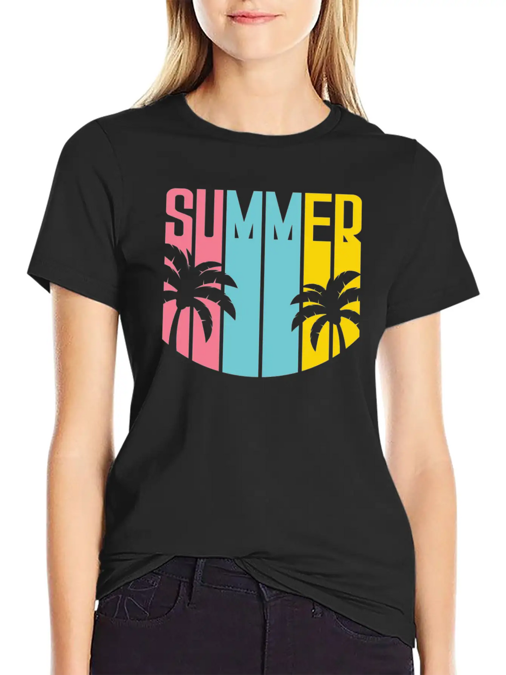 Summer Design Summer Palm Trees Beach Unisex Casual T-Shirt – Clean Design For Daily Comfort