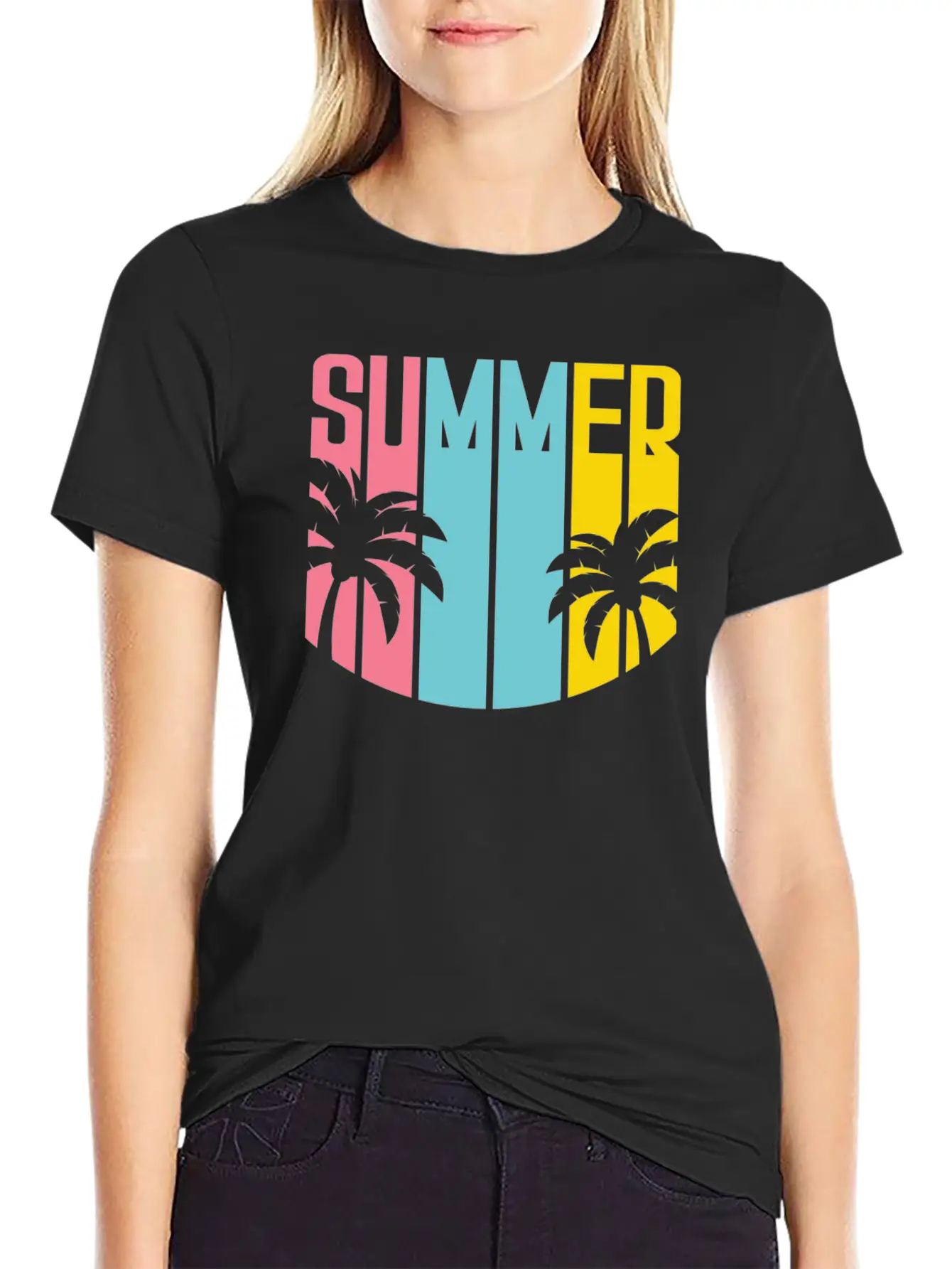 Summer Design Summer Palm Trees Beach Unisex Casual T-Shirt – Clean Design For Daily Comfort