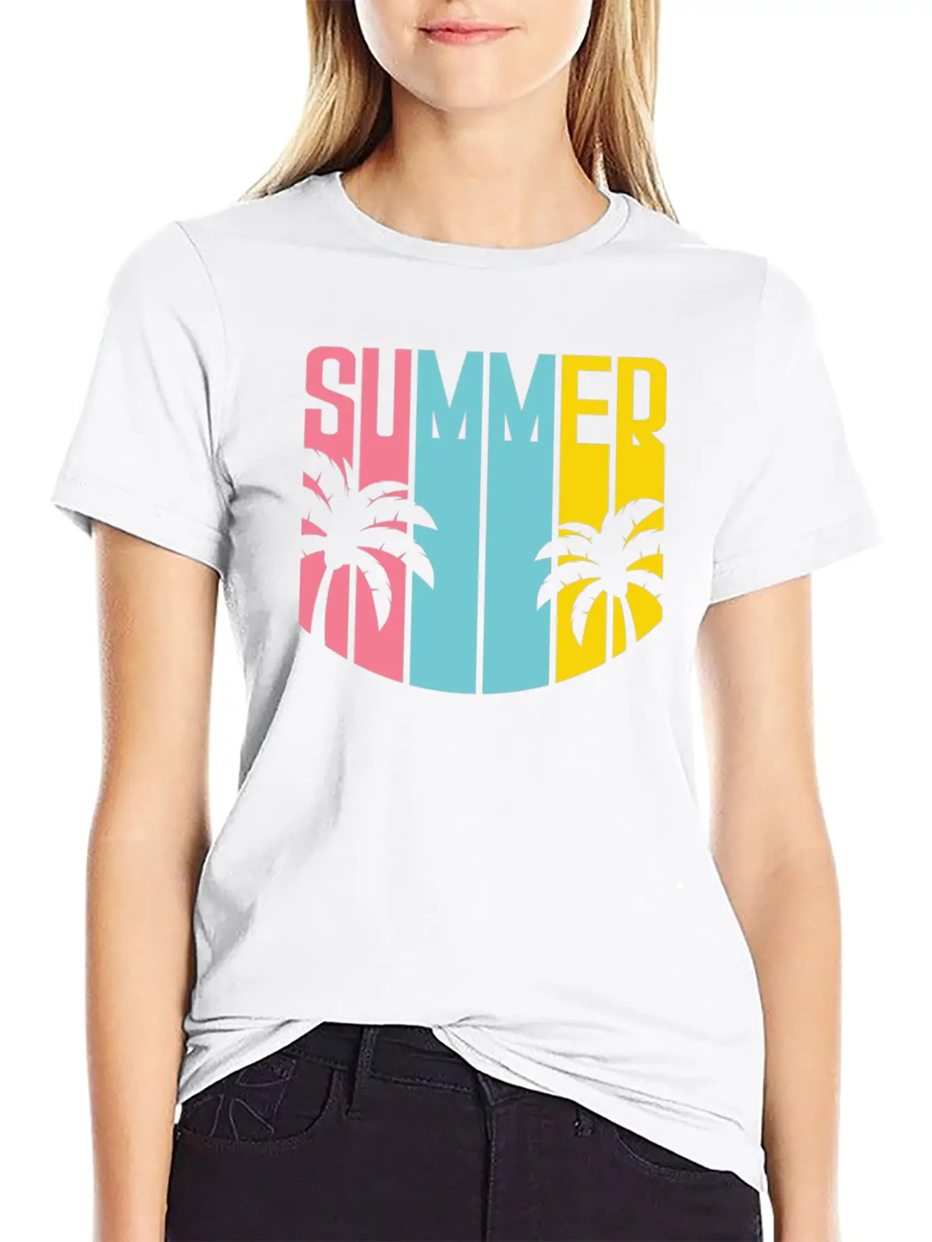 Summer Design Summer Palm Trees Beach Unisex Casual T-Shirt – Clean Design For Daily Comfort