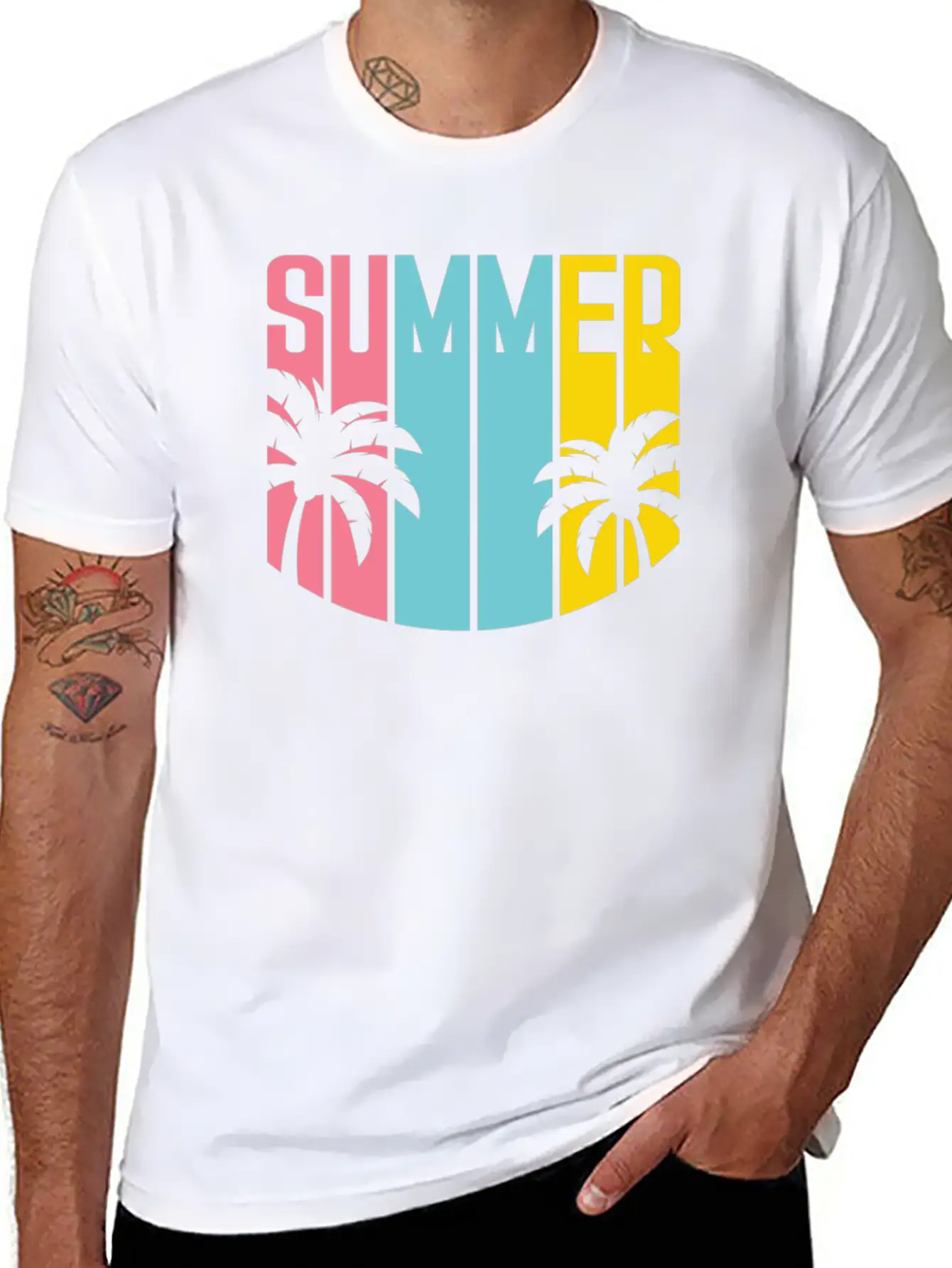 Summer Design Summer Palm Trees Beach Unisex Casual T-Shirt – Clean Design For Daily Comfort