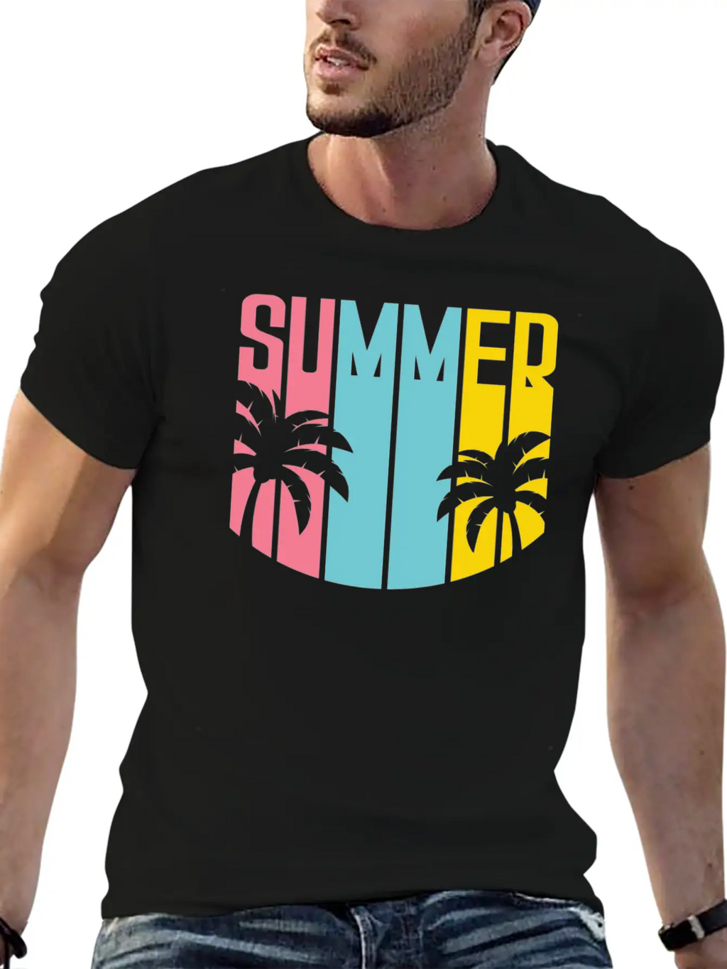 Summer Design Summer Palm Trees Beach Unisex Casual T-Shirt – Clean Design For Daily Comfort