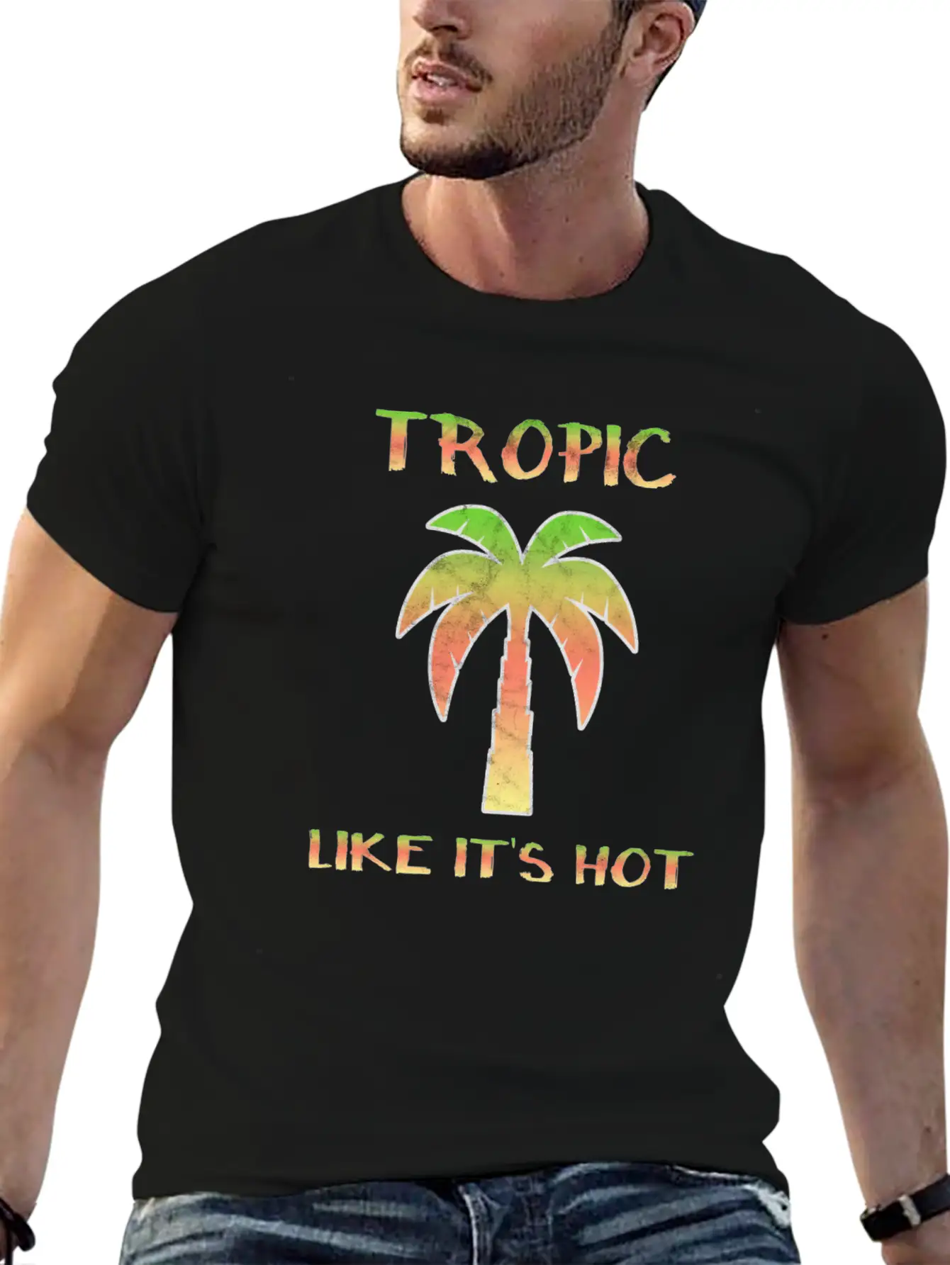 Summer Palm Trees Sun Tropics Beach Fun Breathable Soft Cotton T-Shirt – Timeless Casual Look