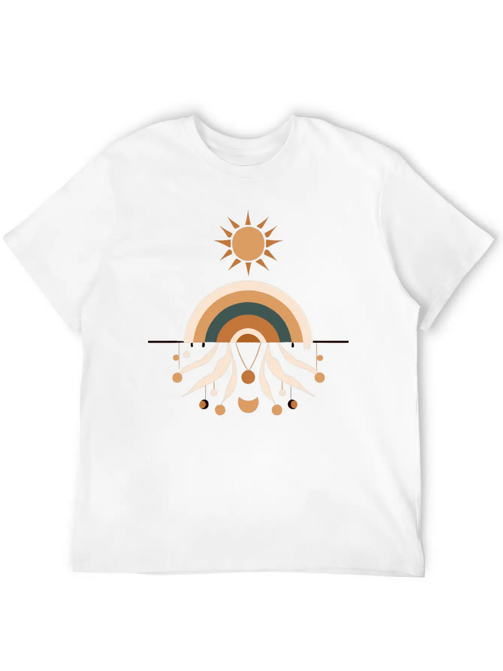 Sun And Rainbow Boho Design Stylish Everyday T-Shirt – Unisex Basic Cotton Tee