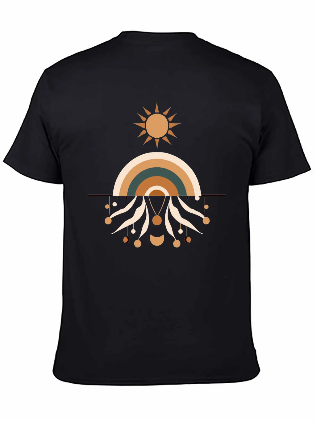 Sun And Rainbow Boho Design Stylish Everyday T-Shirt – Unisex Basic Cotton Tee