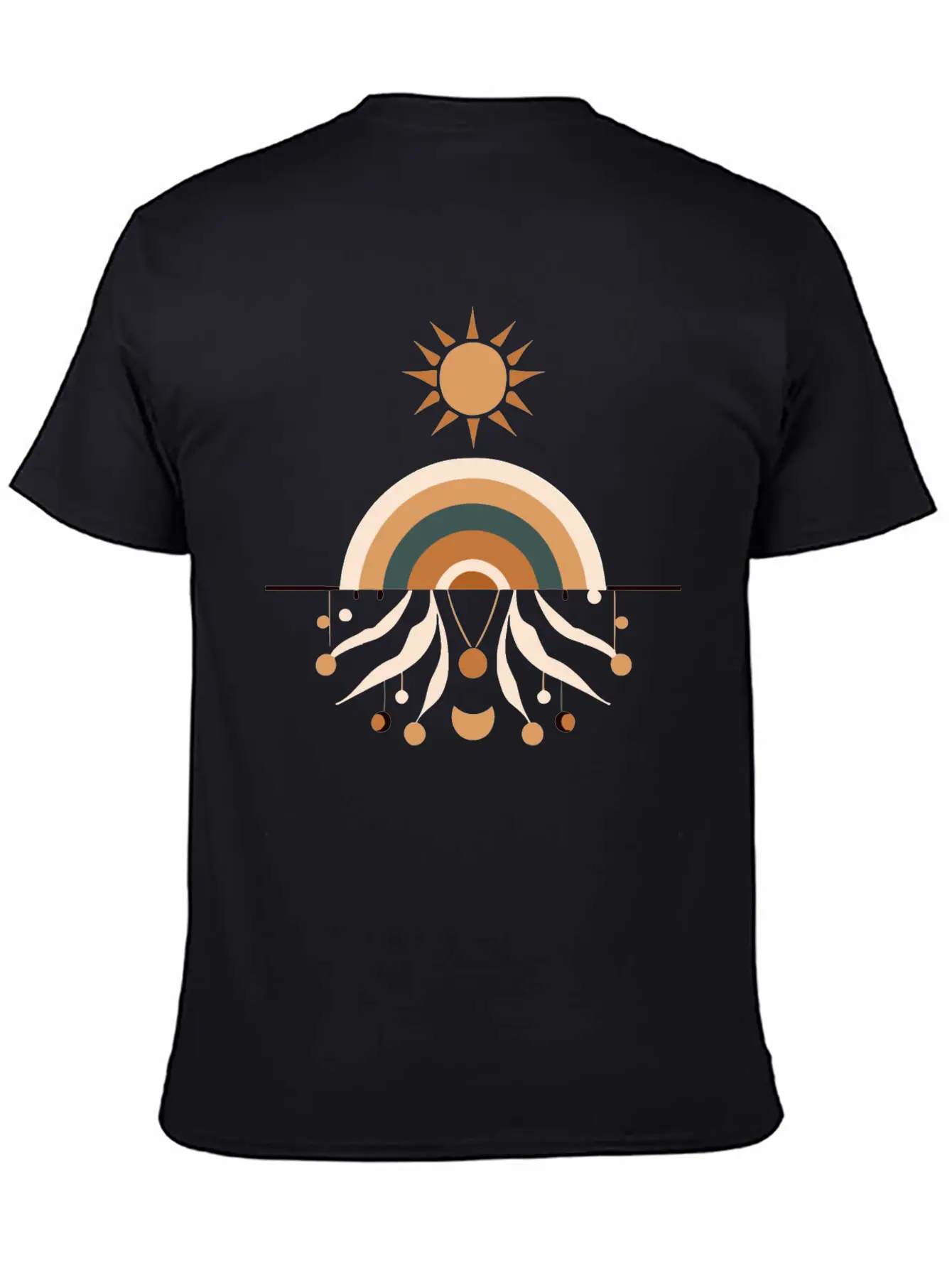Sun And Rainbow Boho Design Stylish Everyday T-Shirt – Unisex Basic Cotton Tee