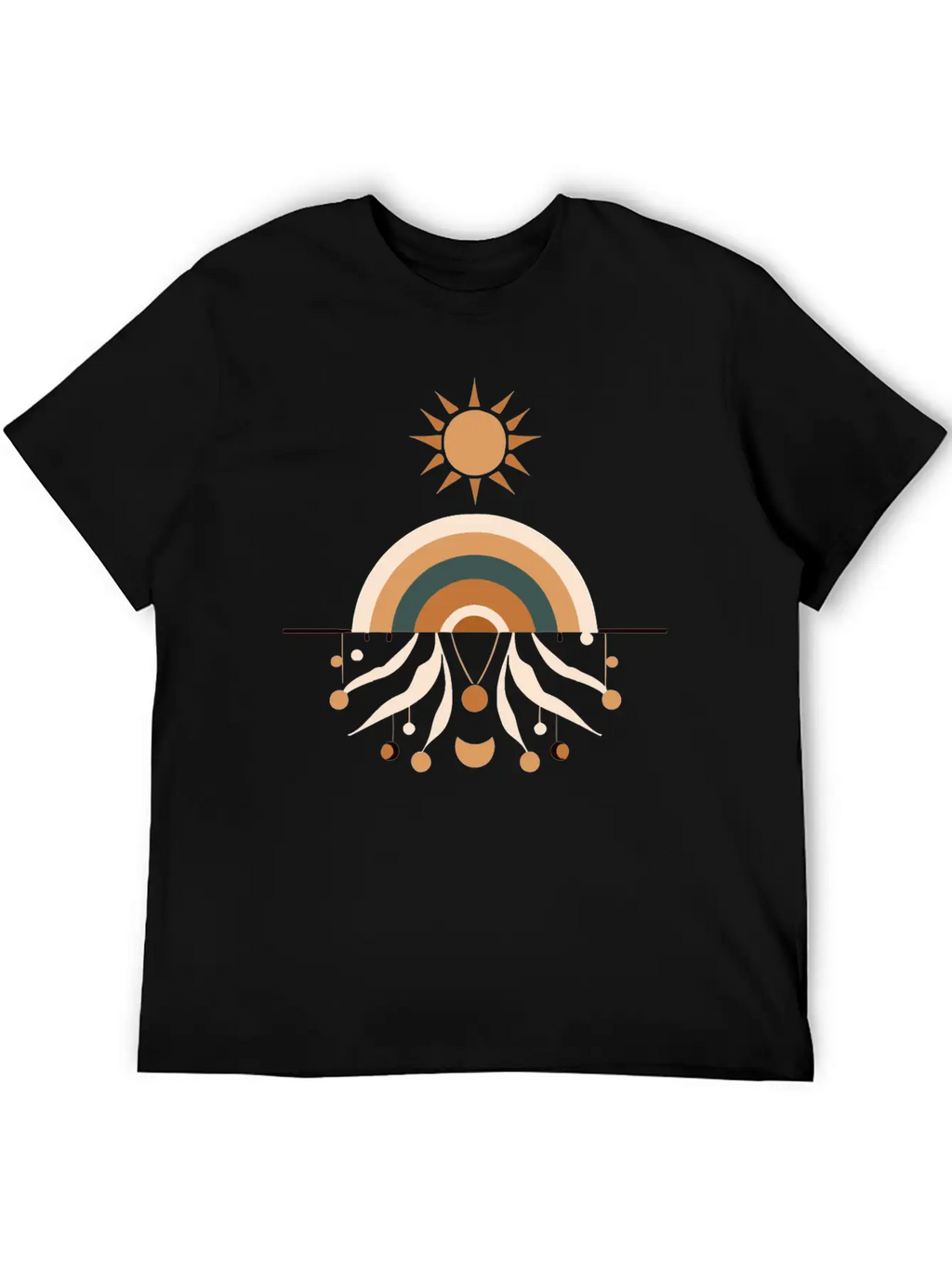 Sun And Rainbow Boho Design Stylish Everyday T-Shirt – Unisex Basic Cotton Tee