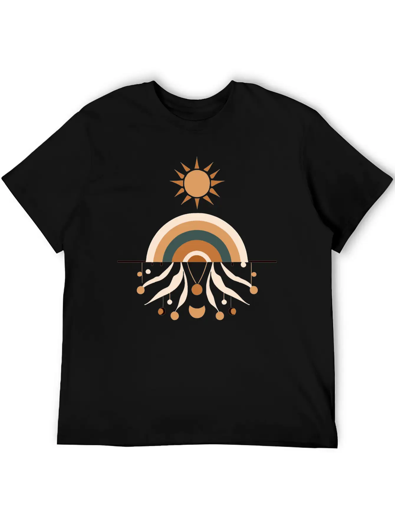 Sun And Rainbow Boho Design Stylish Everyday T-Shirt – Unisex Basic Cotton Tee