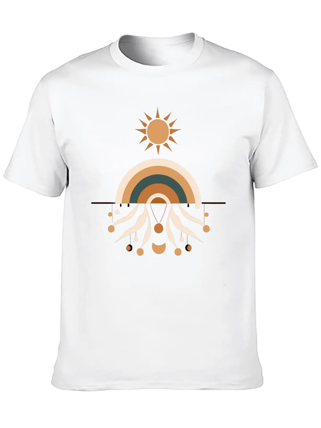 Sun And Rainbow Boho Design Stylish Everyday T-Shirt – Unisex Basic Cotton Tee