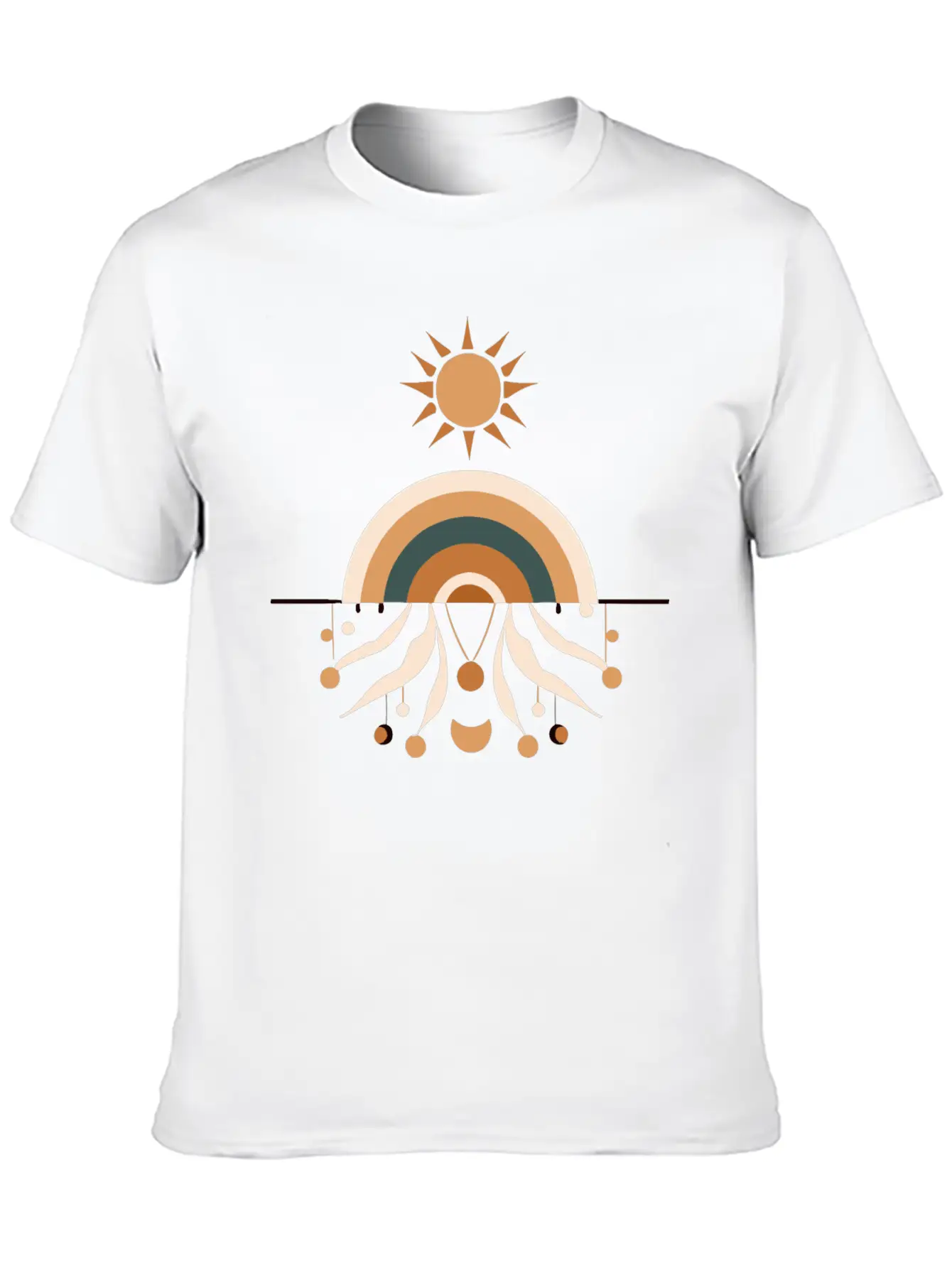 Sun And Rainbow Boho Design Stylish Everyday T-Shirt – Unisex Basic Cotton Tee