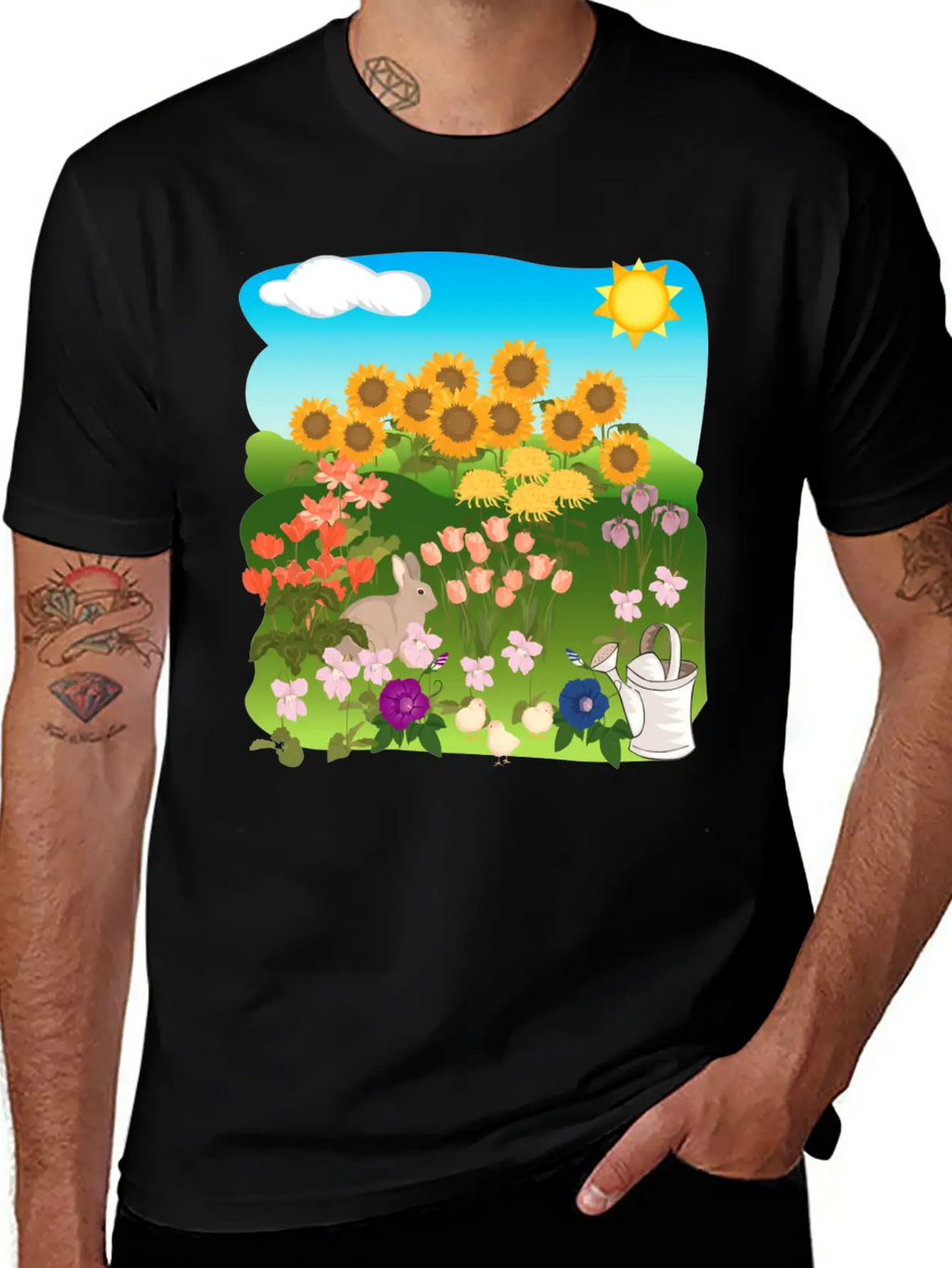 Sun Flowers Sonnenblumen Sommer Summe Hase Relaxed Everyday Tee – Lightweight And Durable Cotton