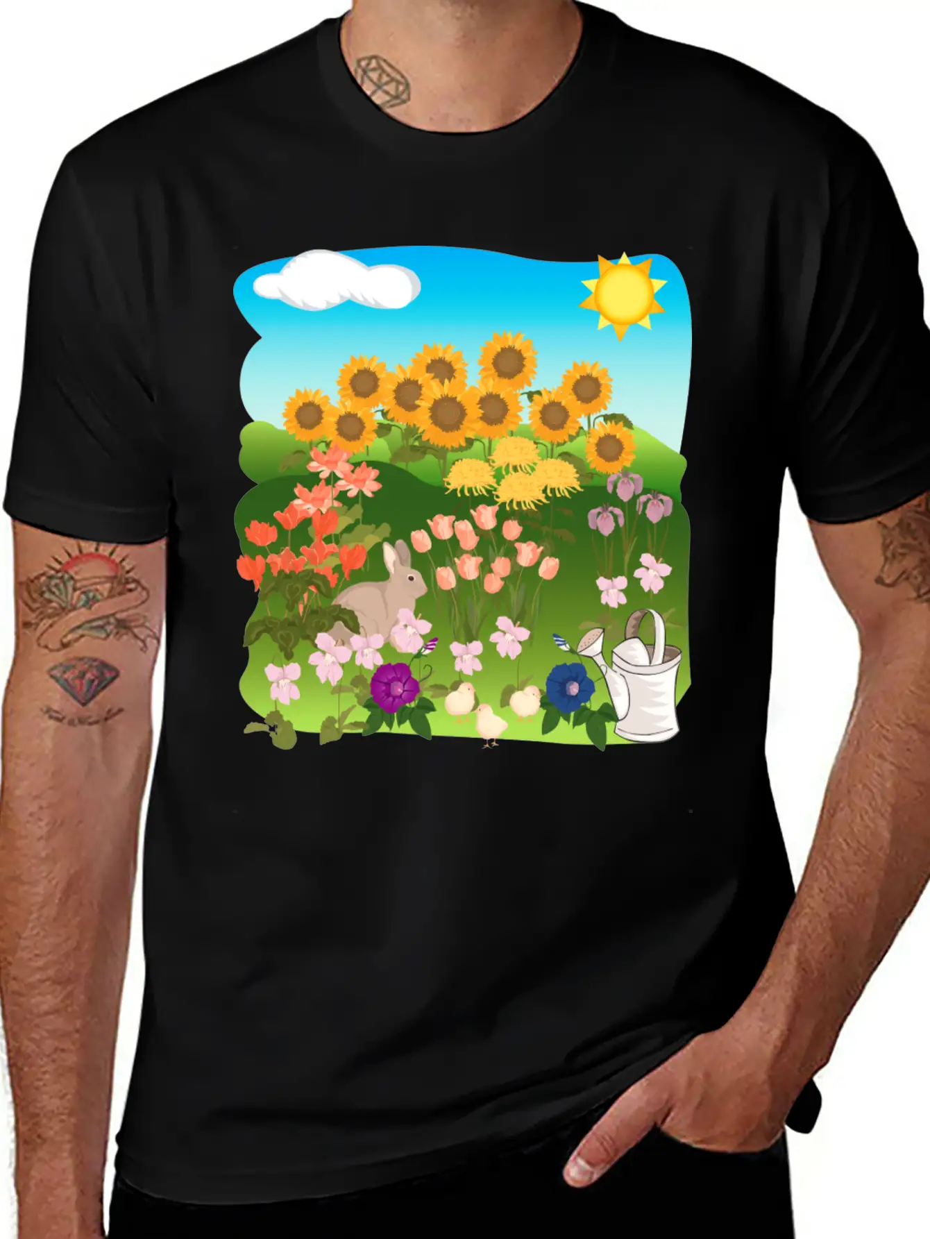 Sun Flowers Sonnenblumen Sommer Summe Hase Relaxed Everyday Tee – Lightweight And Durable Cotton
