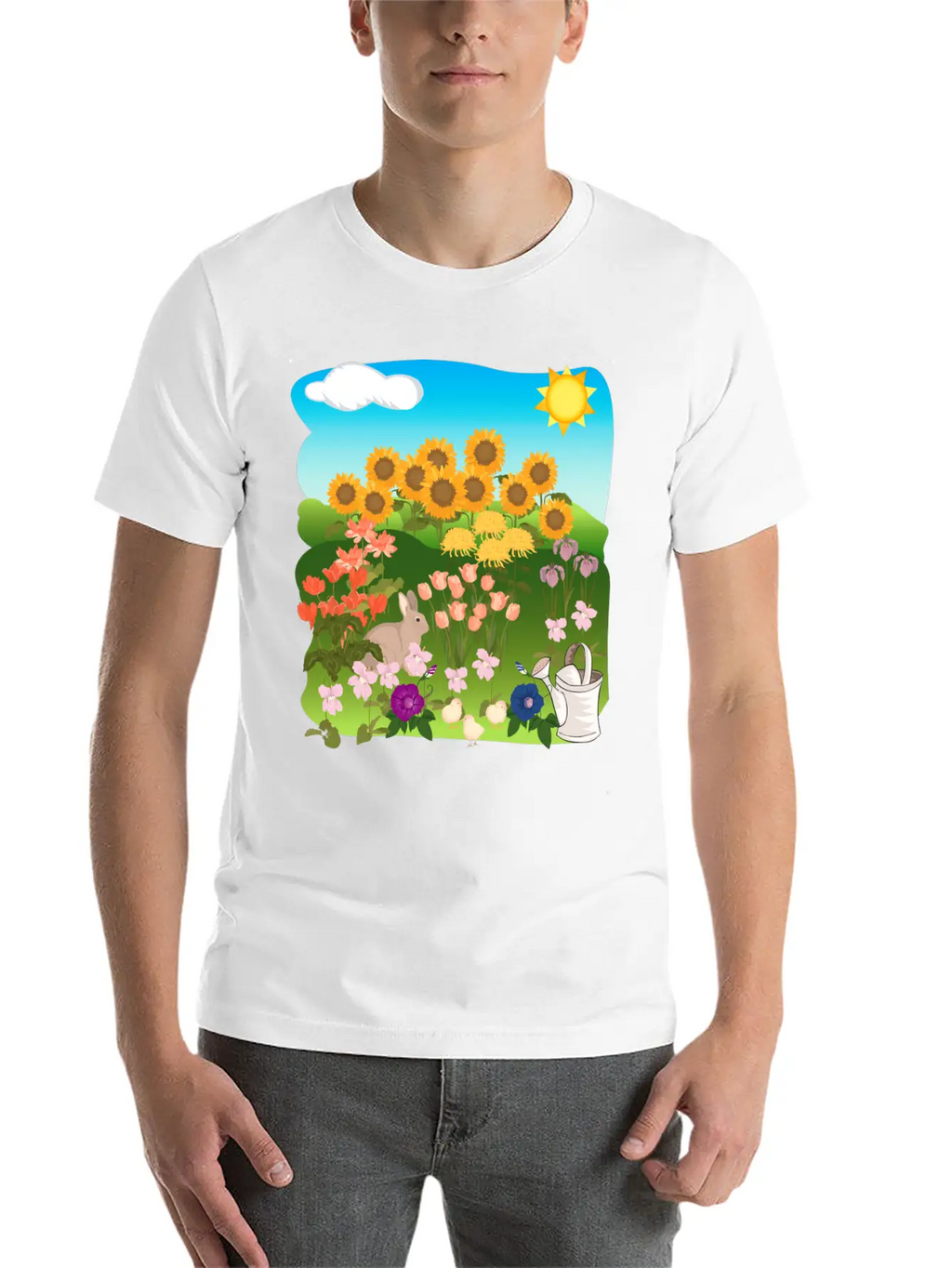 Sun Flowers Sonnenblumen Sommer Summe Hase Relaxed Everyday Tee – Lightweight And Durable Cotton