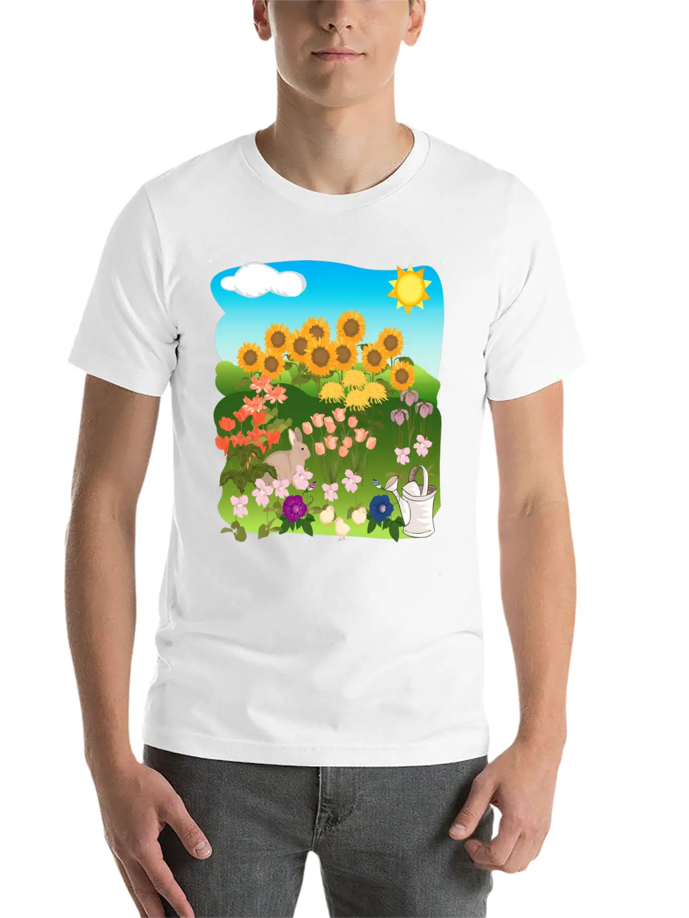 Sun Flowers Sonnenblumen Sommer Summe Hase Relaxed Everyday Tee – Lightweight And Durable Cotton