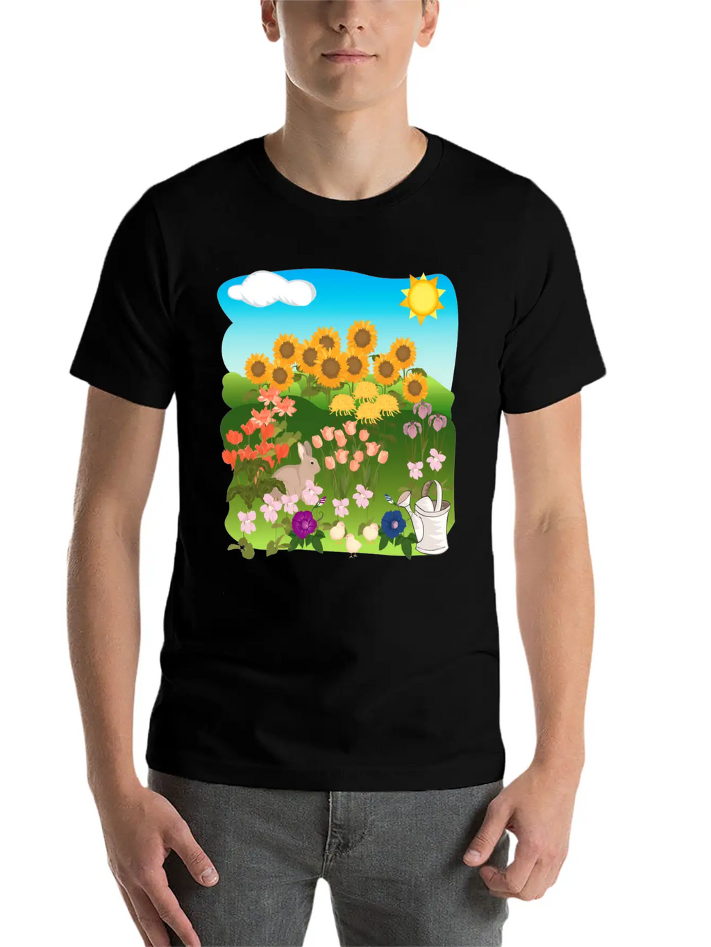Sun Flowers Sonnenblumen Sommer Summe Hase Relaxed Everyday Tee – Lightweight And Durable Cotton
