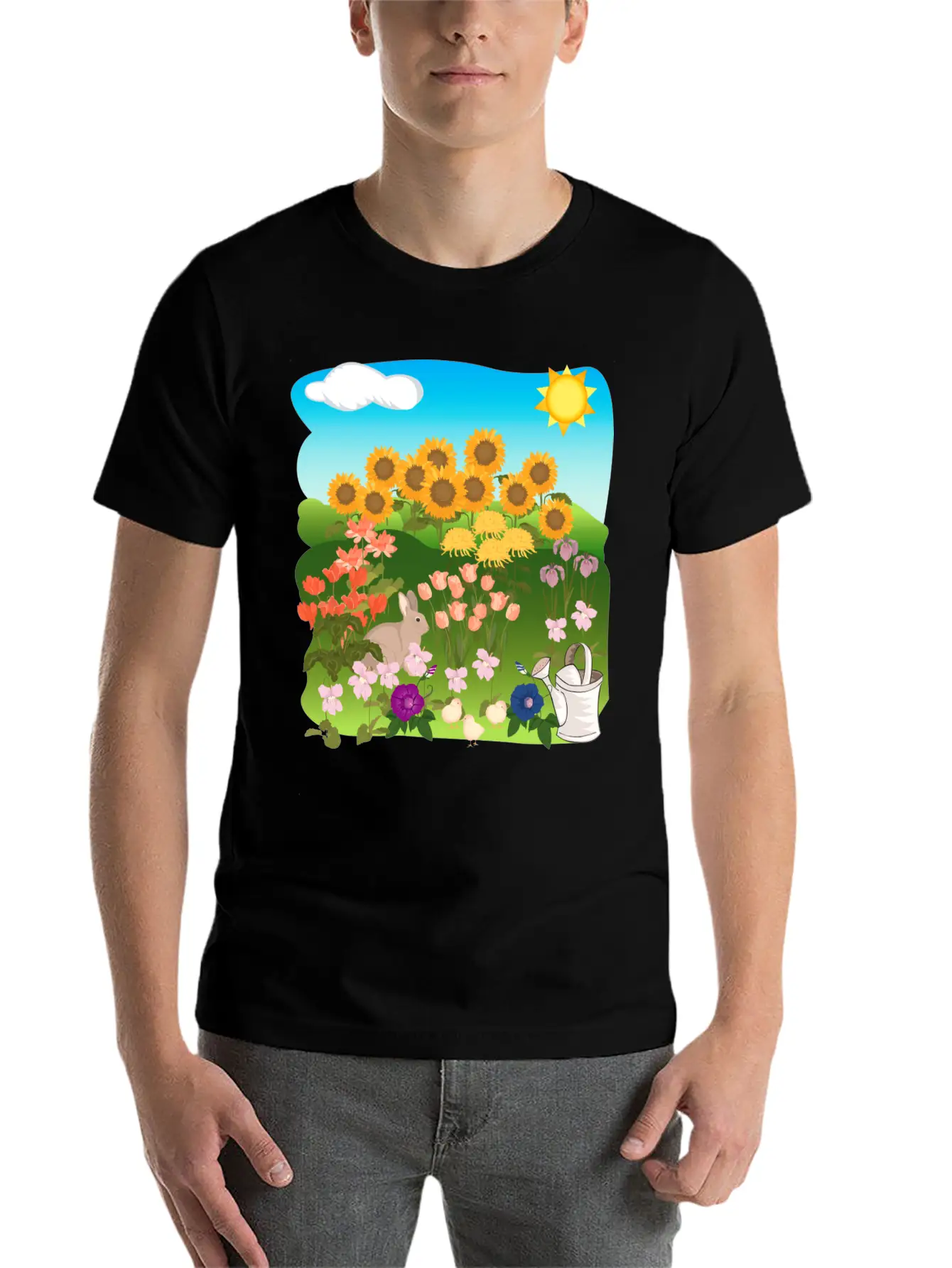 Sun Flowers Sonnenblumen Sommer Summe Hase Relaxed Everyday Tee – Lightweight And Durable Cotton