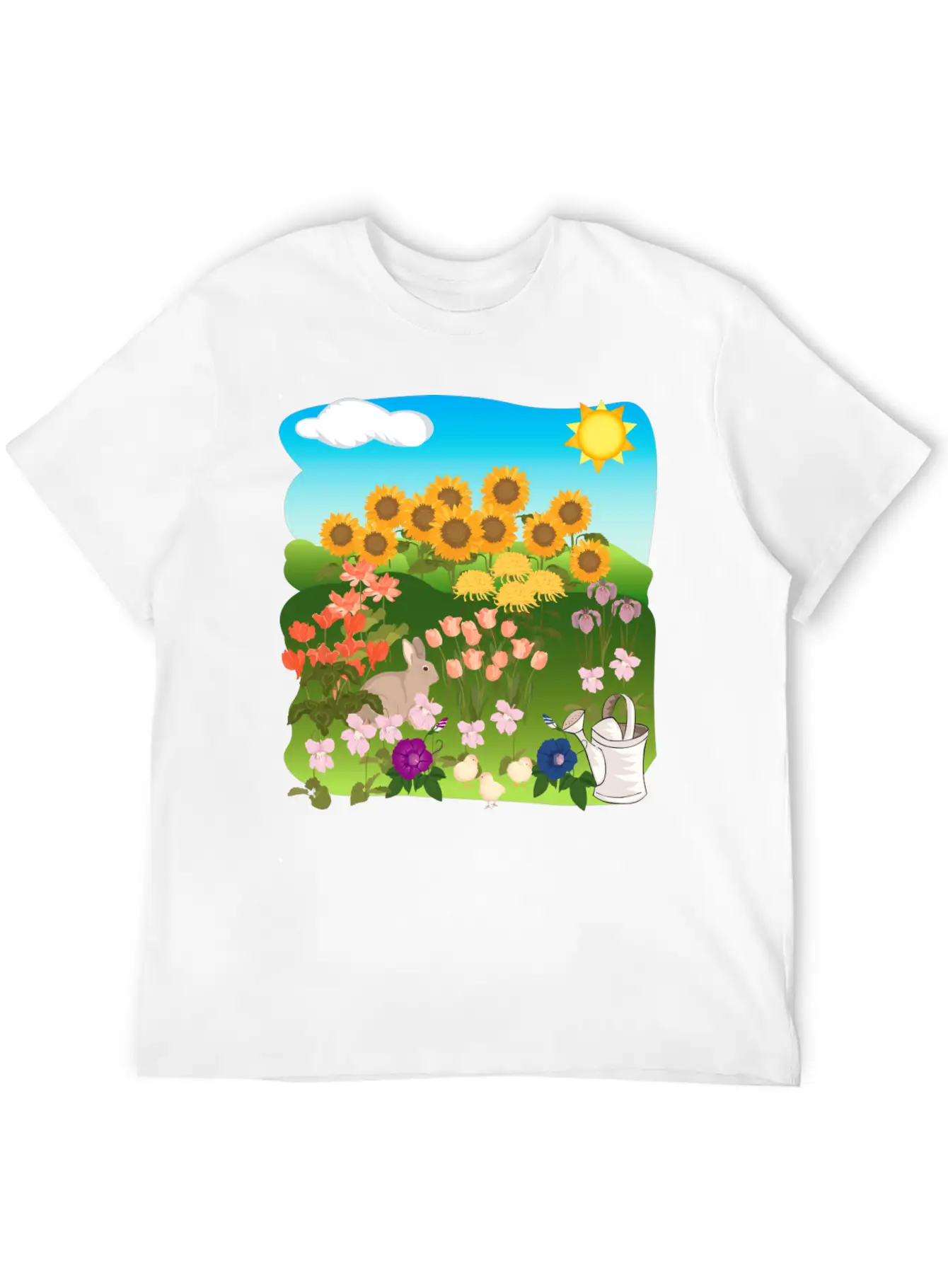 Sun Flowers Sonnenblumen Sommer Summe Hase Relaxed Everyday Tee – Lightweight And Durable Cotton