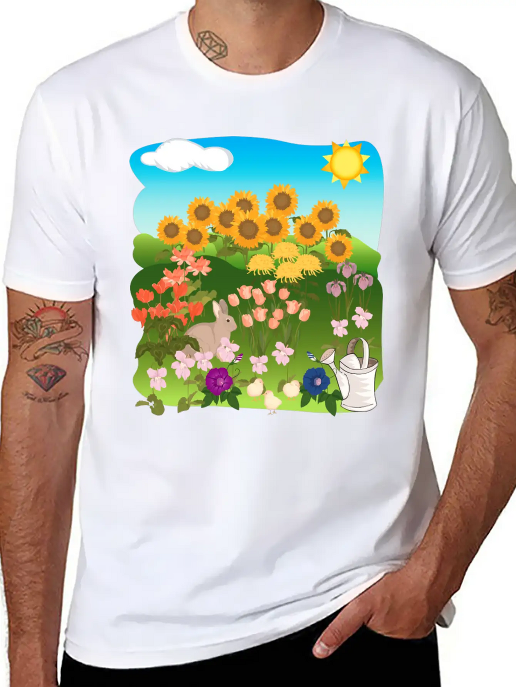 Sun Flowers Sonnenblumen Sommer Summe Hase Relaxed Everyday Tee – Lightweight And Durable Cotton