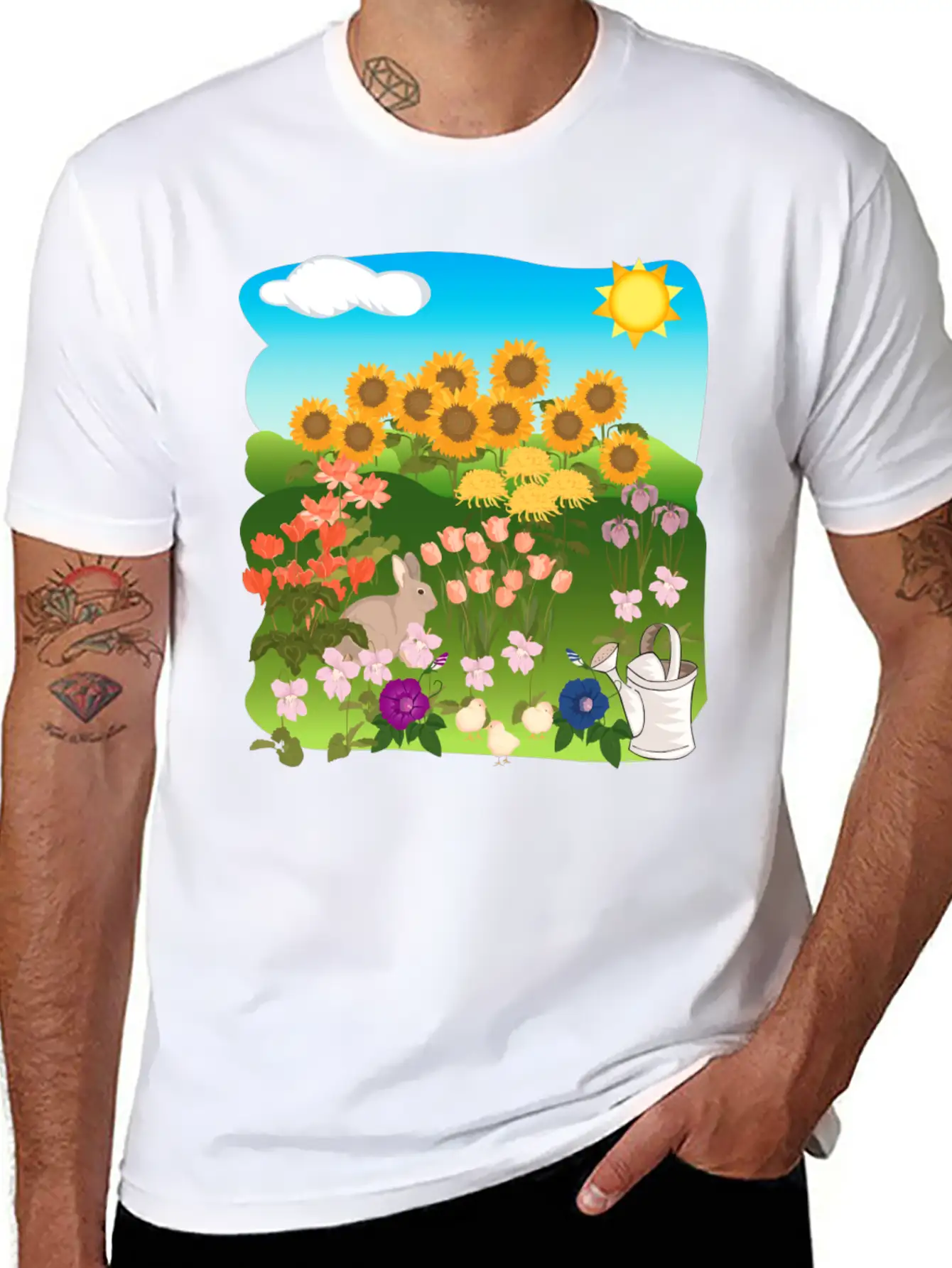 Sun Flowers Sonnenblumen Sommer Summe Hase Relaxed Everyday Tee – Lightweight And Durable Cotton