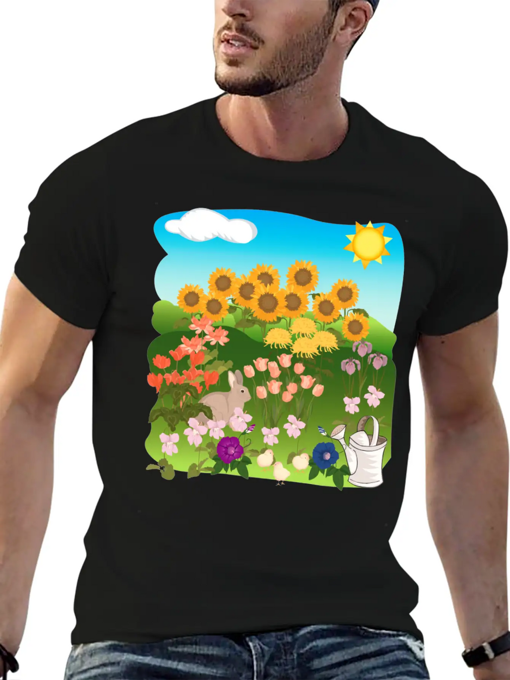 Sun Flowers Sonnenblumen Sommer Summe Hase Relaxed Everyday Tee – Lightweight And Durable Cotton