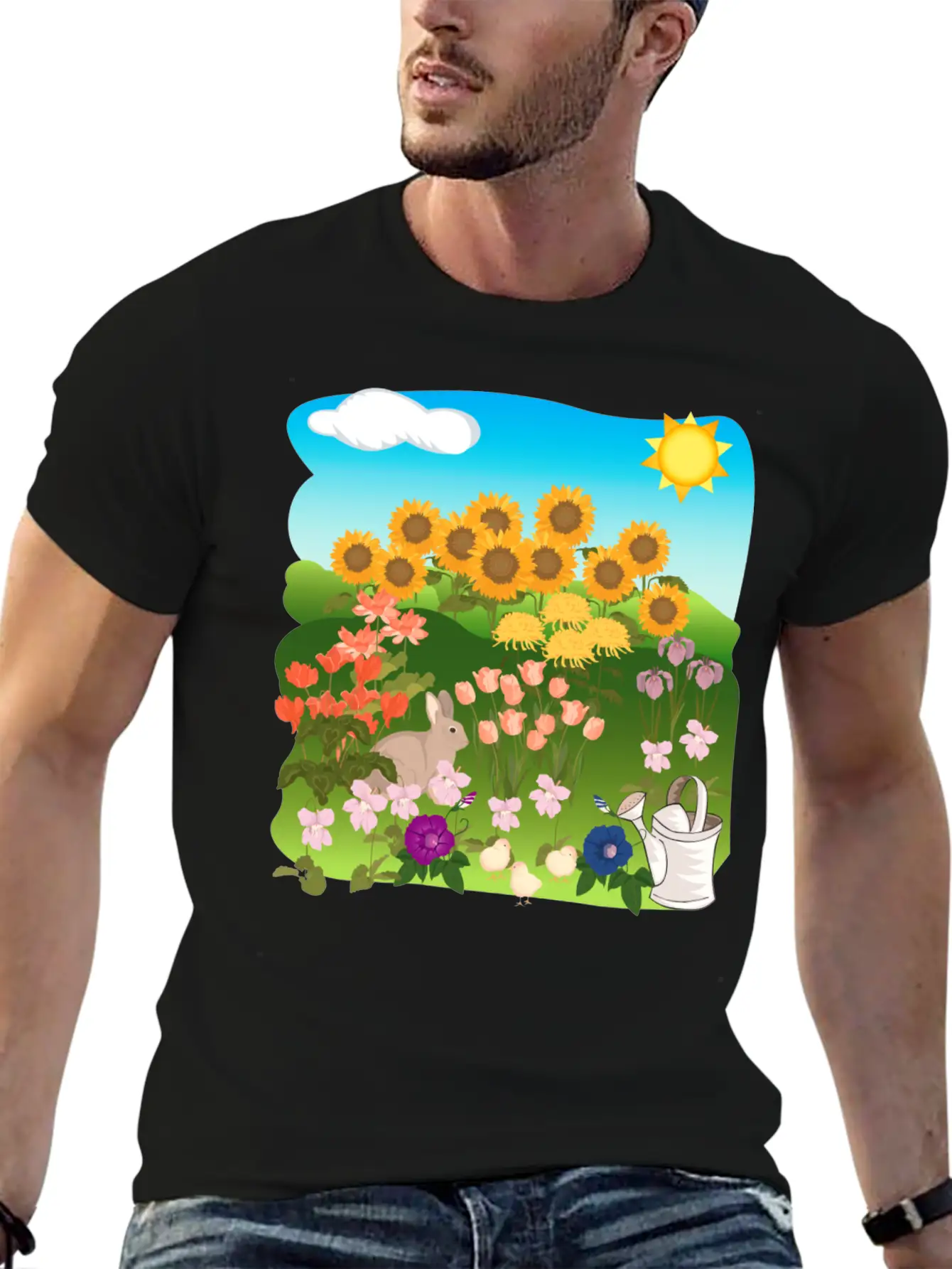 Sun Flowers Sonnenblumen Sommer Summe Hase Relaxed Everyday Tee – Lightweight And Durable Cotton