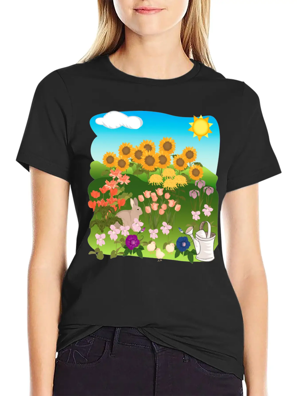 Sun Flowers Sonnenblumen Sommer Summe Hase Relaxed Everyday Tee – Lightweight And Durable Cotton