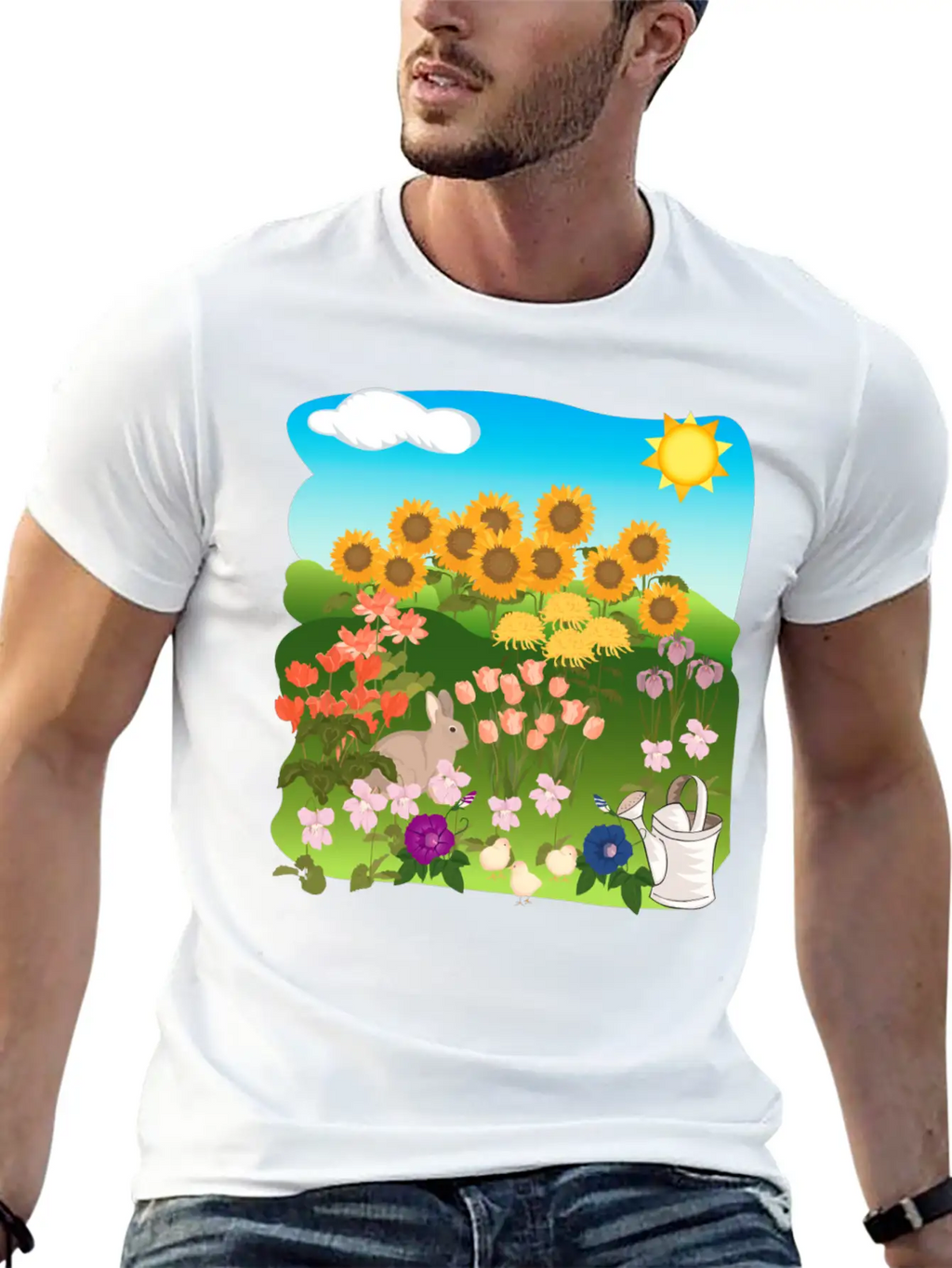 Sun Flowers Sonnenblumen Sommer Summe Hase Relaxed Everyday Tee – Lightweight And Durable Cotton
