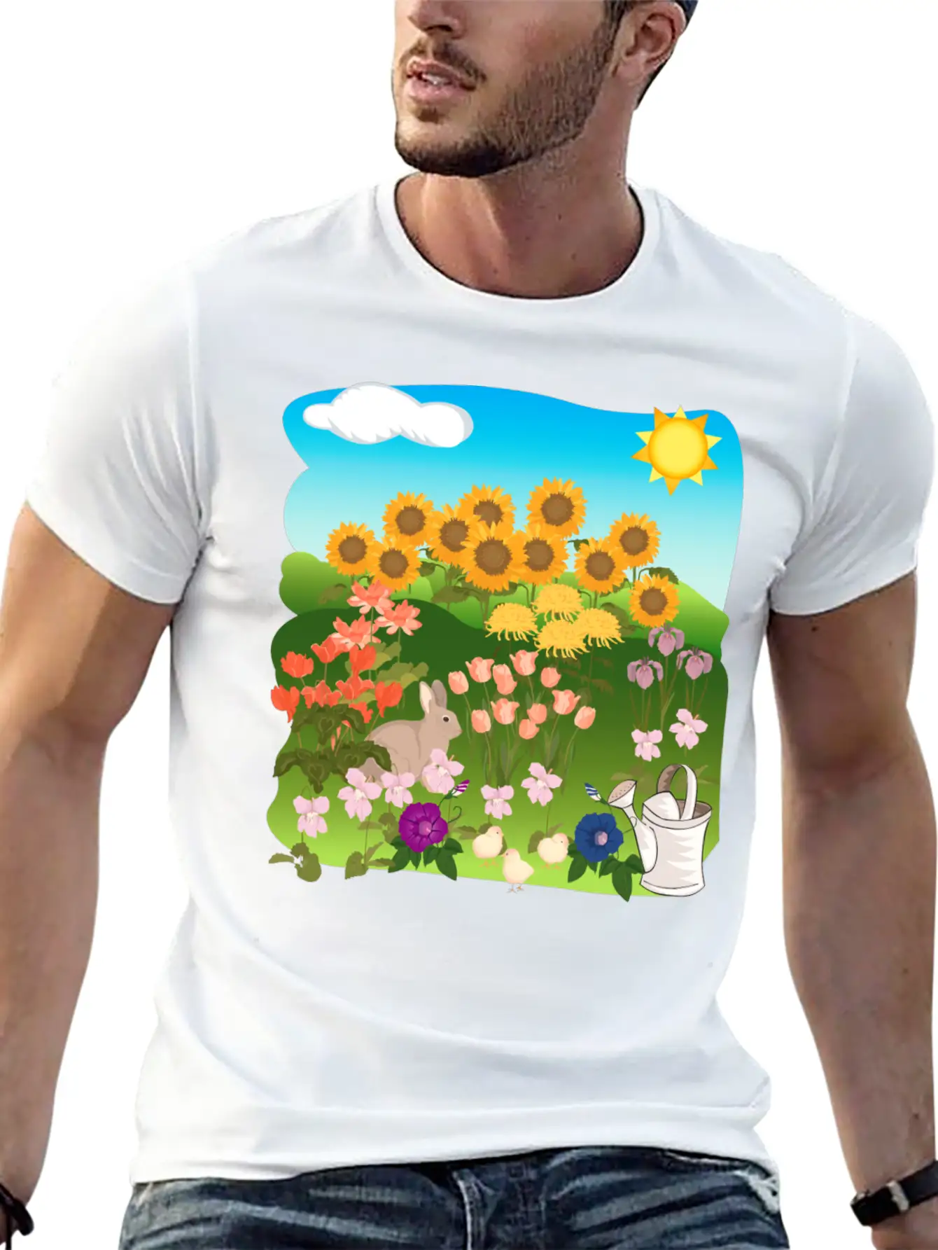 Sun Flowers Sonnenblumen Sommer Summe Hase Relaxed Everyday Tee – Lightweight And Durable Cotton