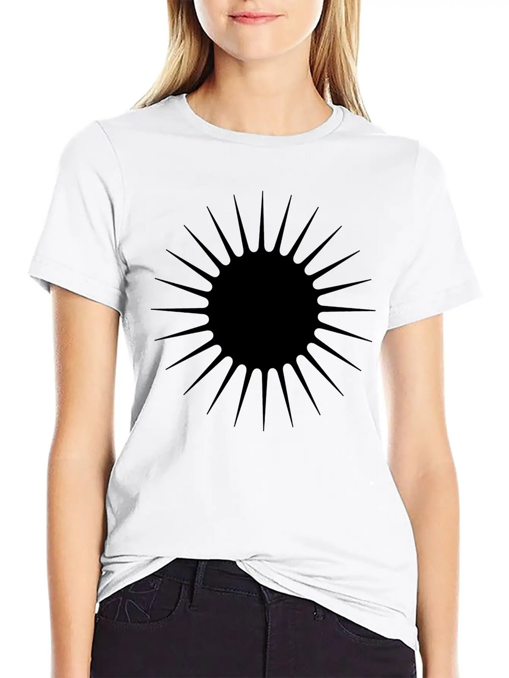 Sun Symbol With Rays Minimalist With Long Narrow Basic Graphic T-Shirt – Daily Comfort In Soft Cotton