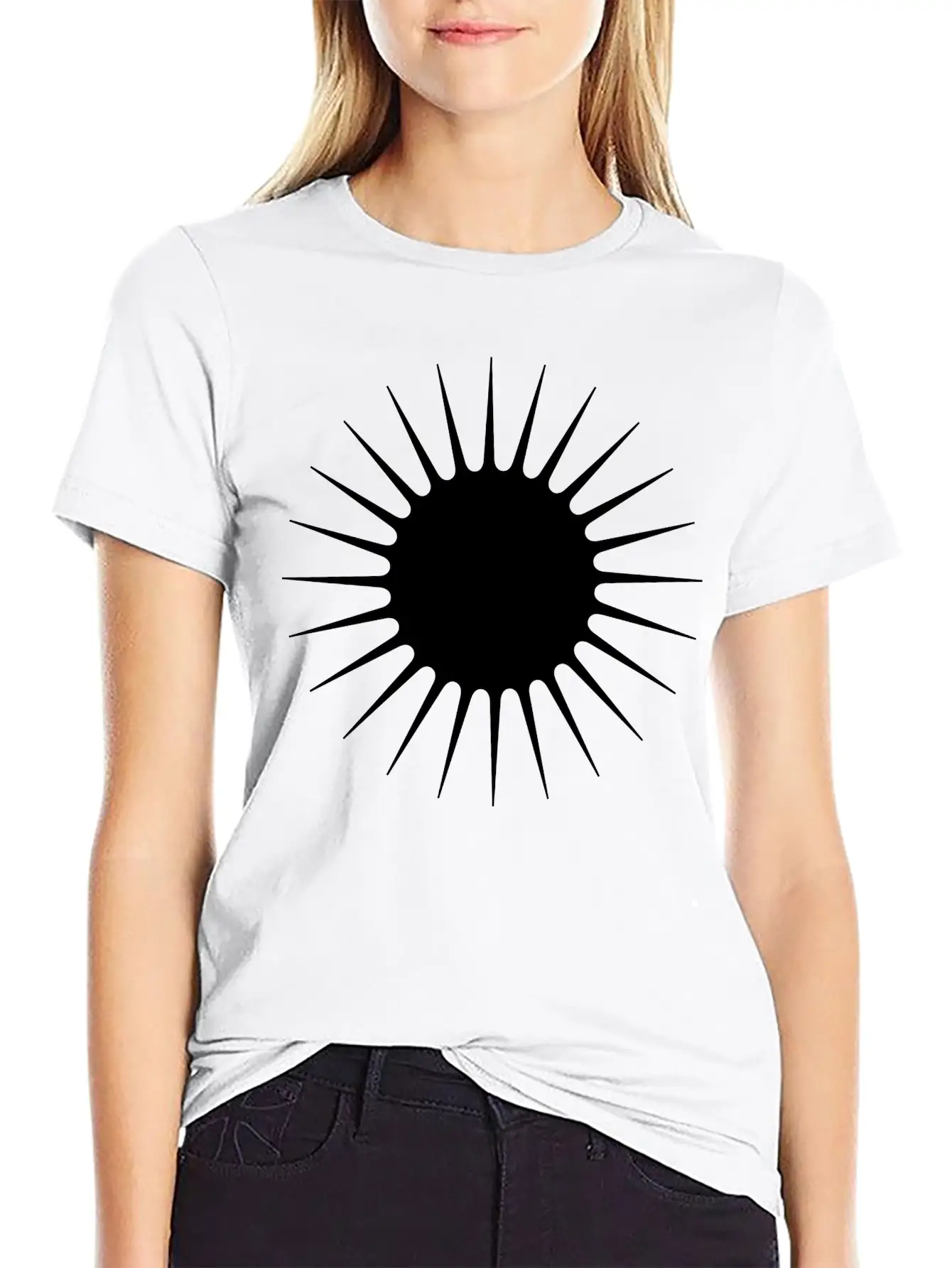Sun Symbol With Rays Minimalist With Long Narrow Basic Graphic T-Shirt – Daily Comfort In Soft Cotton