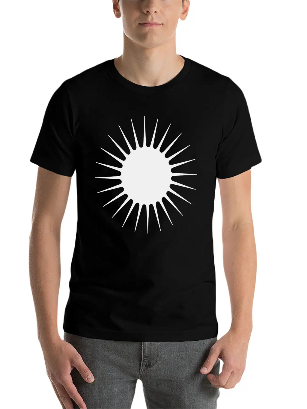 Sun Symbol With Rays Minimalist With Long Narrow Basic Graphic T-Shirt – Daily Comfort In Soft Cotton