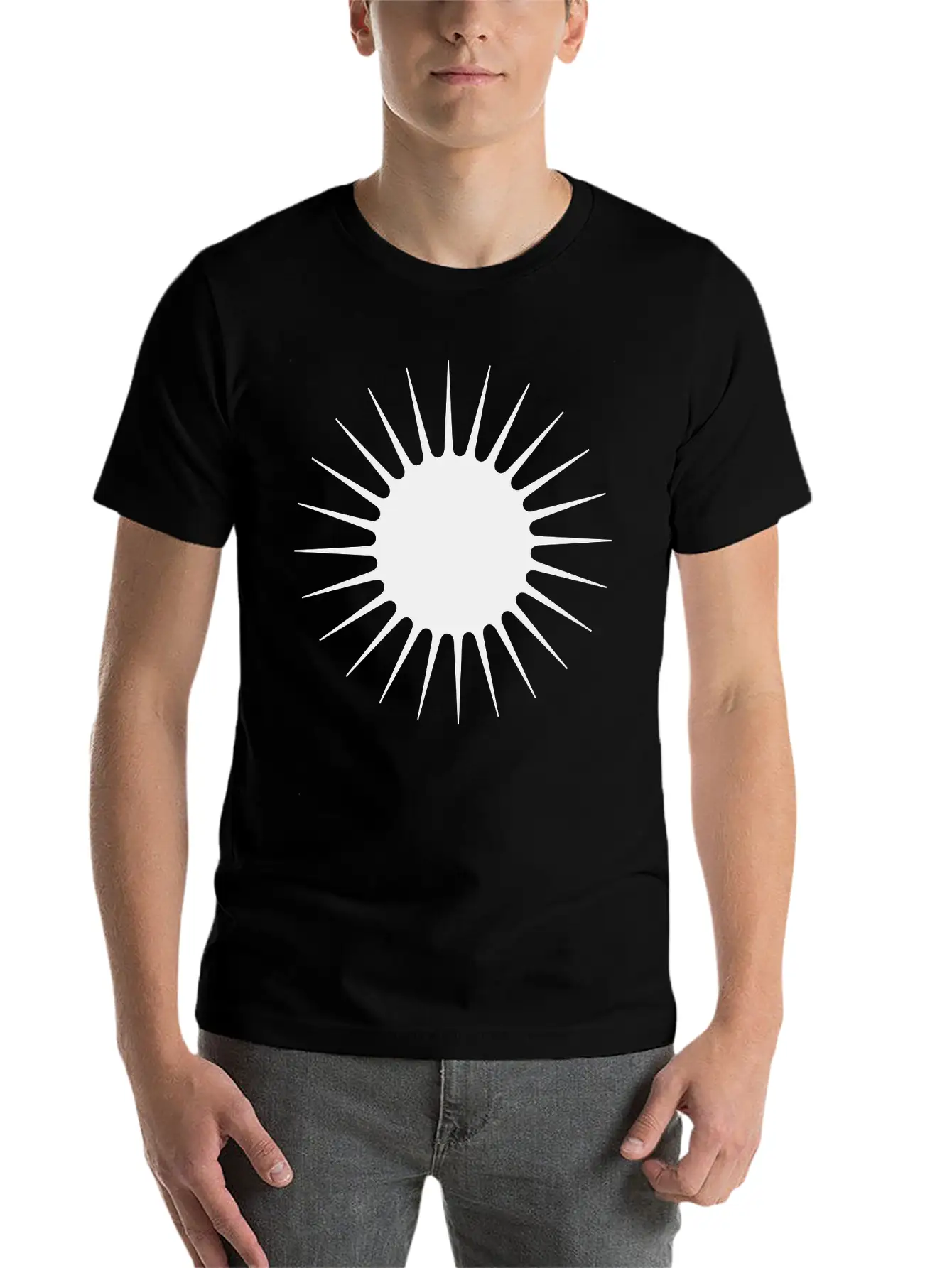 Sun Symbol With Rays Minimalist With Long Narrow Basic Graphic T-Shirt – Daily Comfort In Soft Cotton