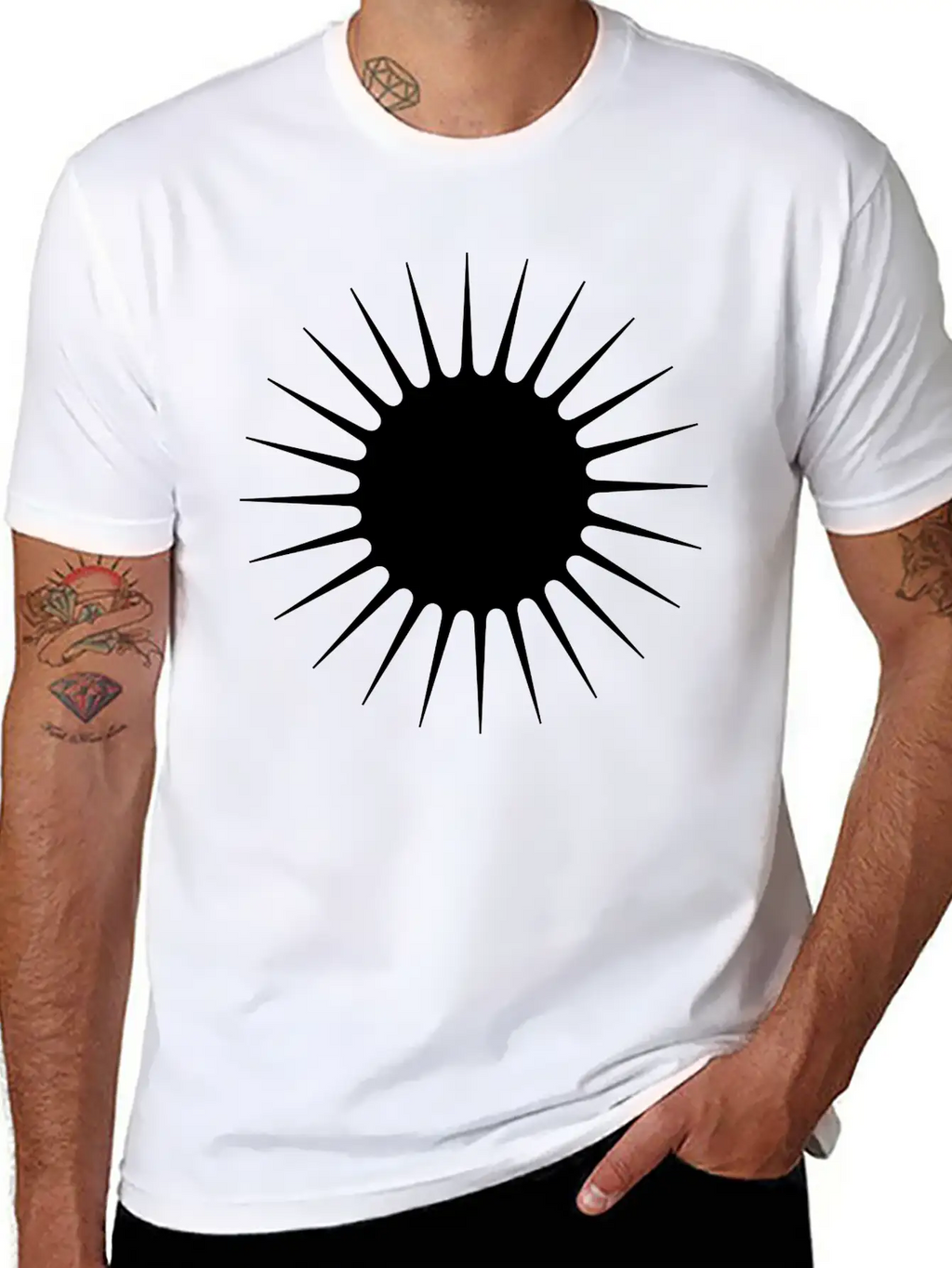 Sun Symbol With Rays Minimalist With Long Narrow Basic Graphic T-Shirt – Daily Comfort In Soft Cotton