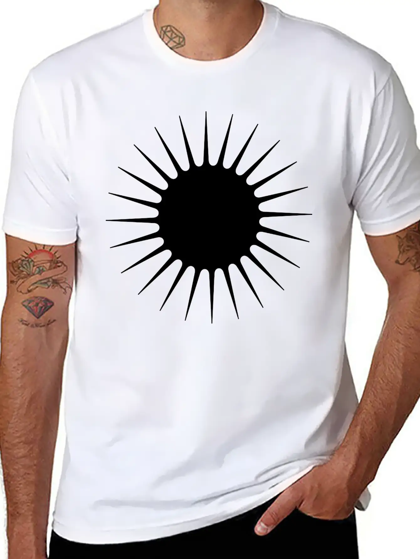 Sun Symbol With Rays Minimalist With Long Narrow Basic Graphic T-Shirt – Daily Comfort In Soft Cotton