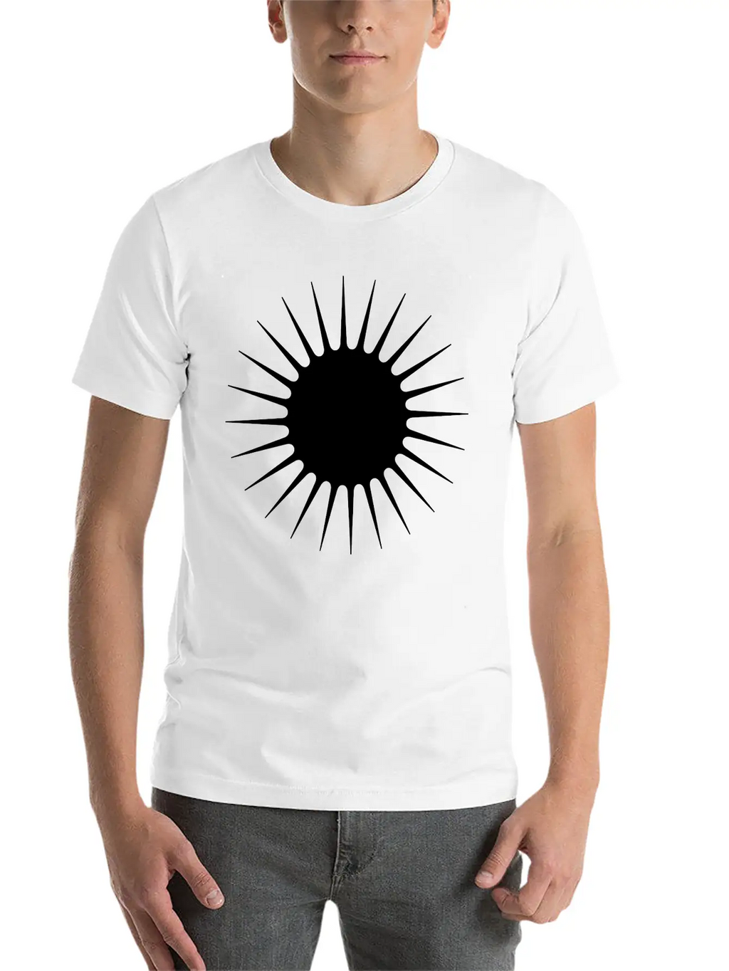 Sun Symbol With Rays Minimalist With Long Narrow Basic Graphic T-Shirt – Daily Comfort In Soft Cotton