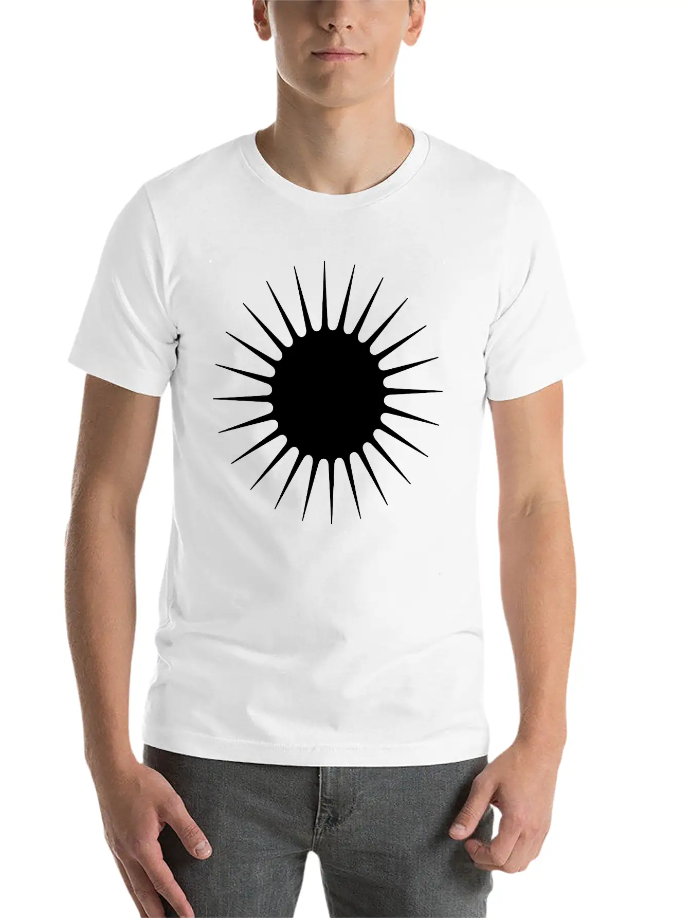 Sun Symbol With Rays Minimalist With Long Narrow Basic Graphic T-Shirt – Daily Comfort In Soft Cotton