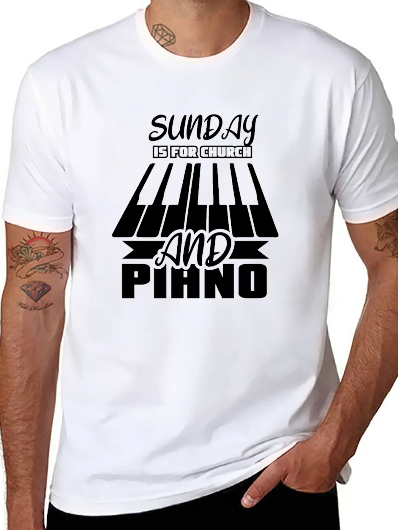 Sunday Is For Church And Piano Breathable Graphic T-Shirt – Perfect For Casual Days