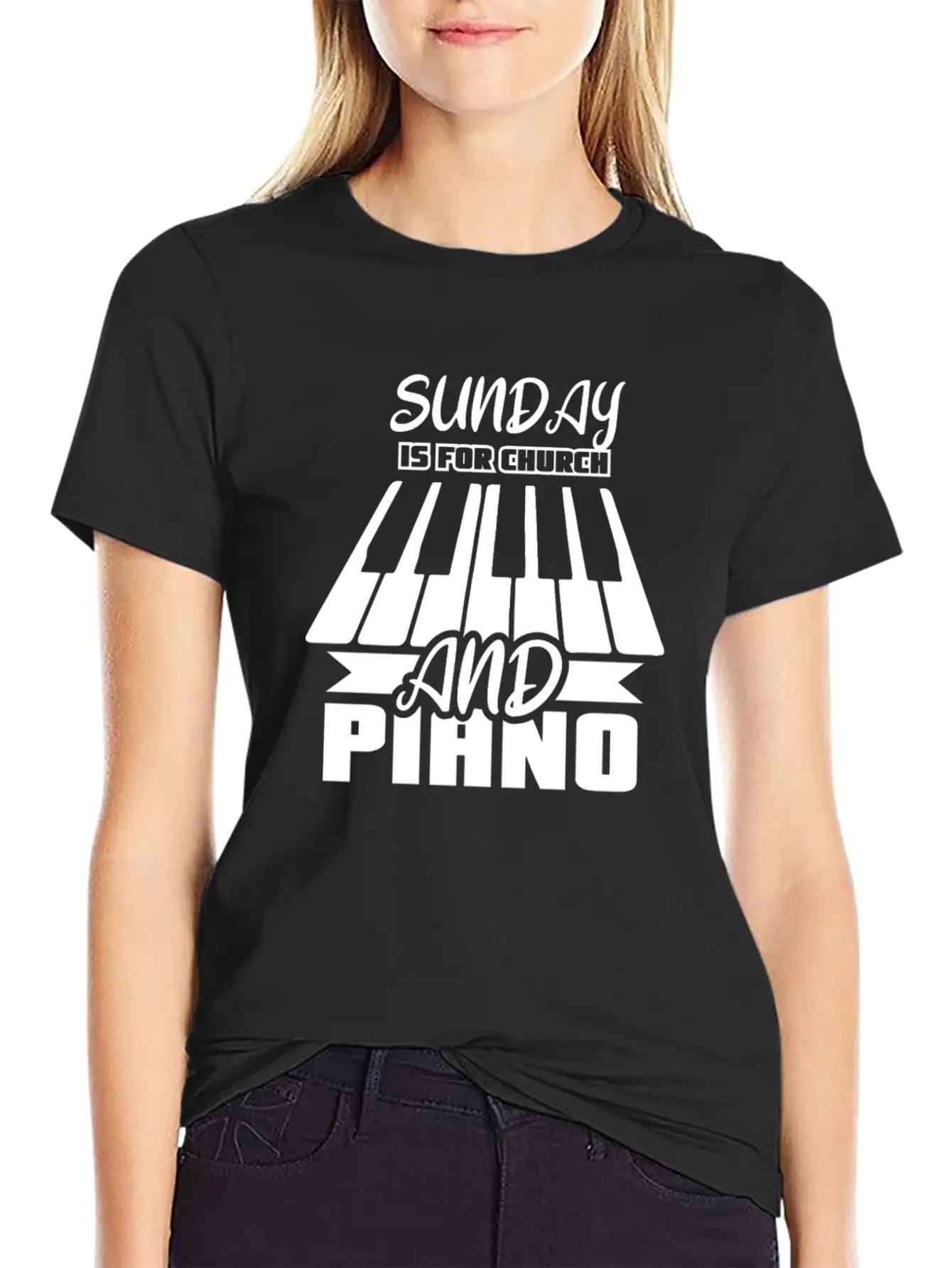 Sunday Is For Church And Piano Breathable Graphic T-Shirt – Perfect For Casual Days