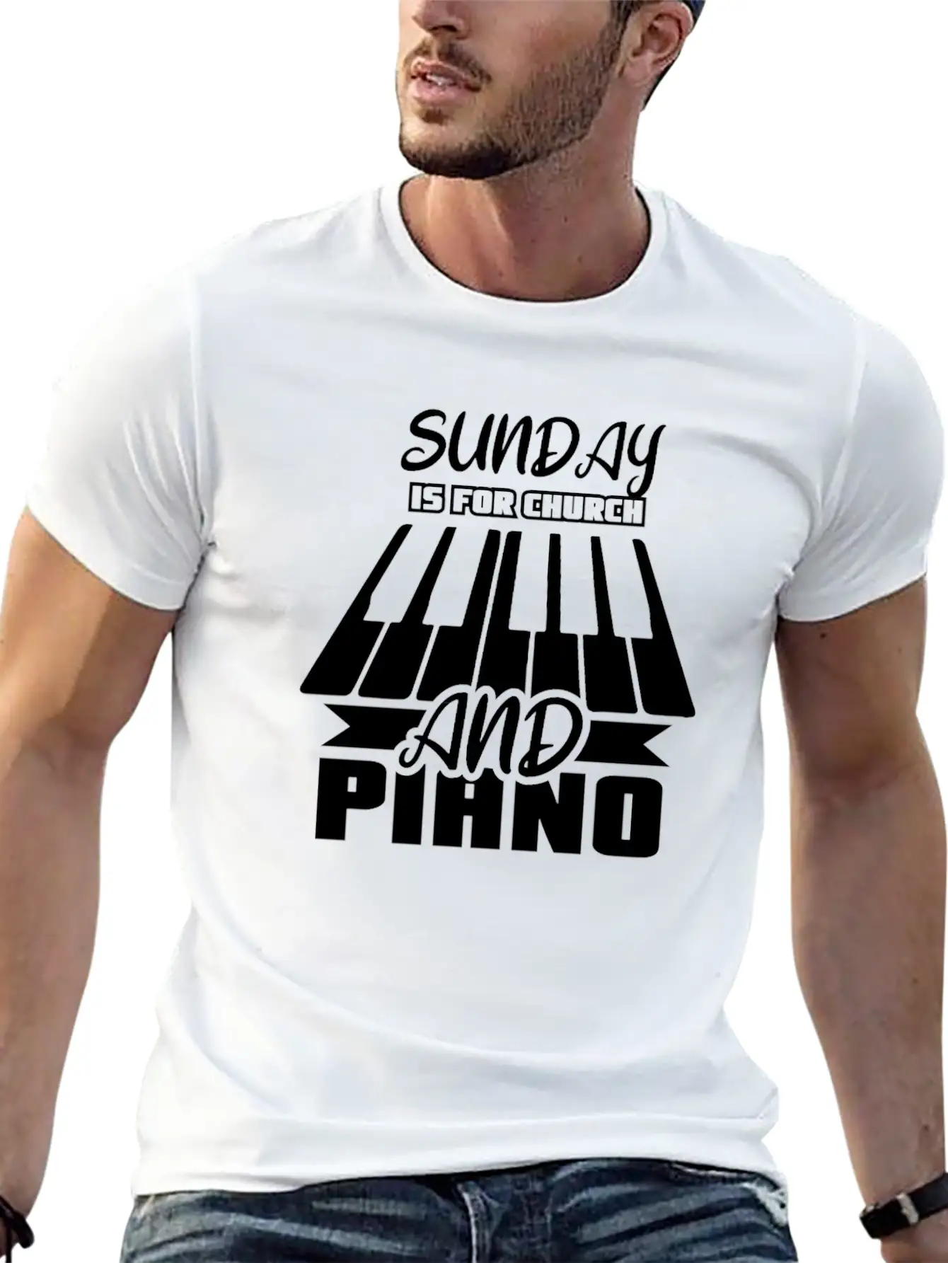 Sunday Is For Church And Piano Breathable Graphic T-Shirt – Perfect For Casual Days