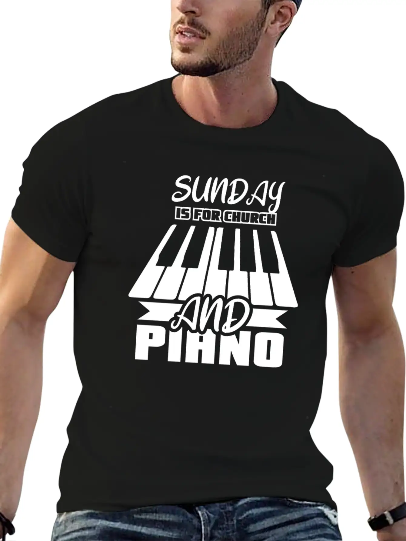 Sunday Is For Church And Piano Breathable Graphic T-Shirt – Perfect For Casual Days